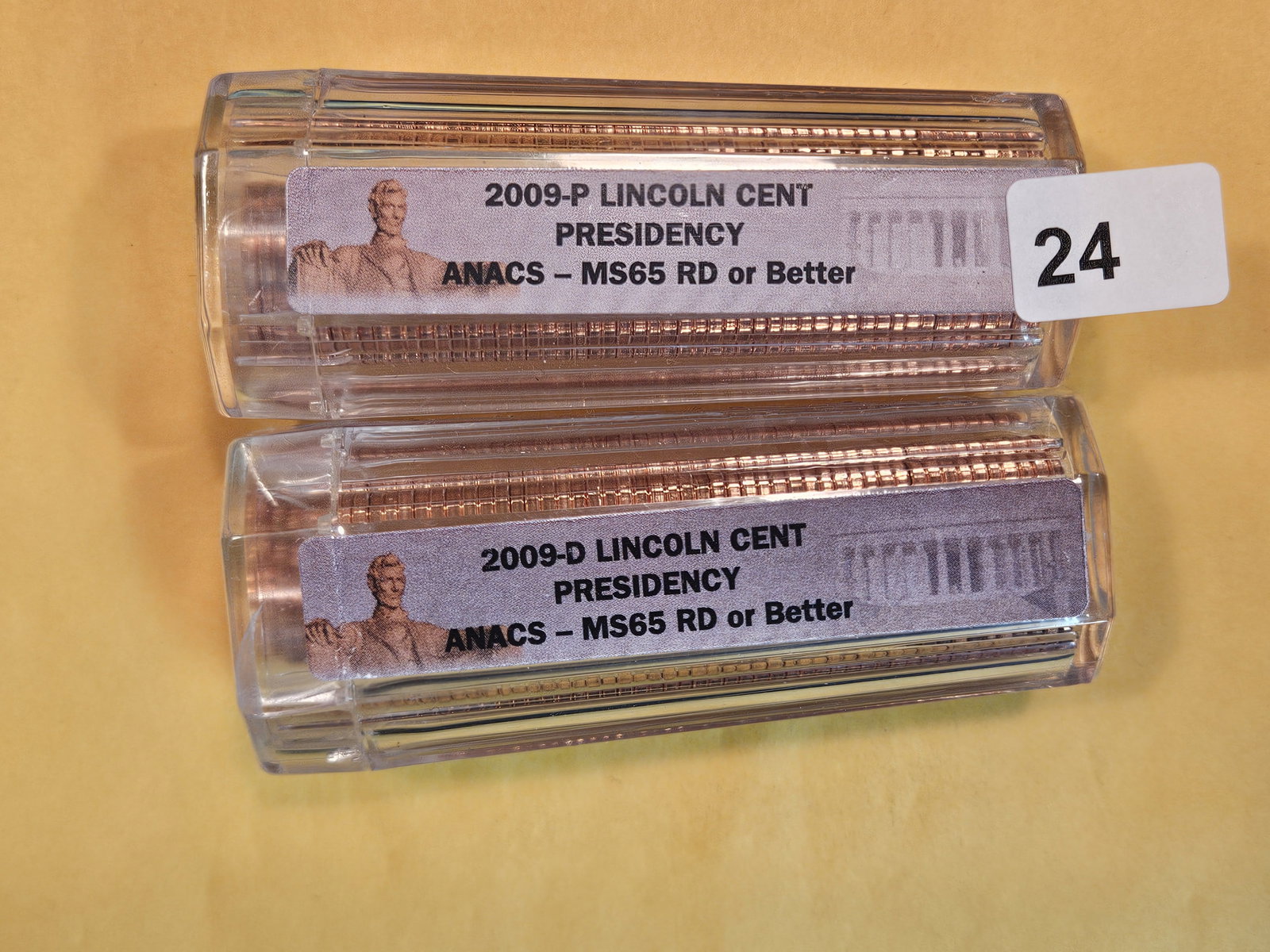 Two ANACS-graded GEM Brilliant Uncirculated RED Lincoln Cent Rolls (1 of 3)
