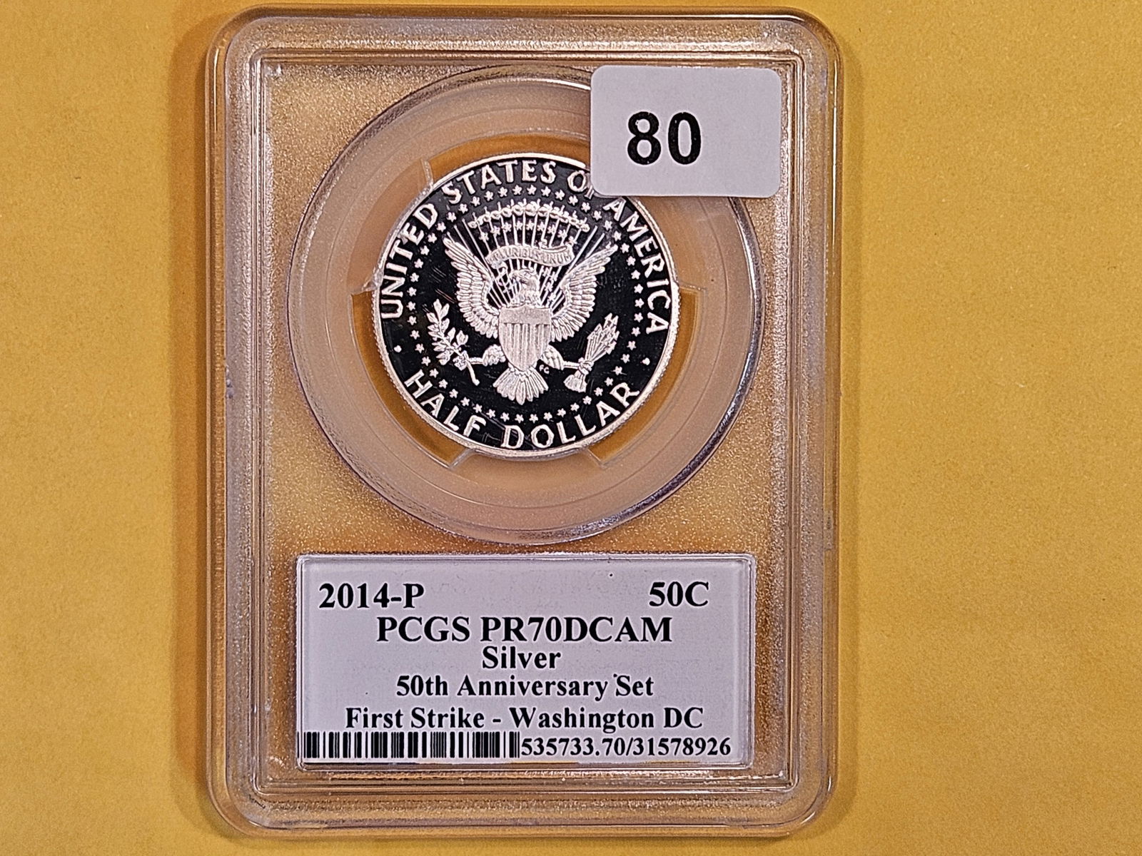 PERFECT! PCGS 2014-P Silver Kennedy Half Dollar in Proof 70 Deep Cameo (1 of 2)