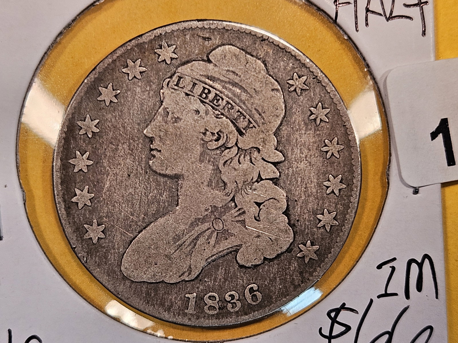 1836 Capped Bust Half Dollar: In Very Good