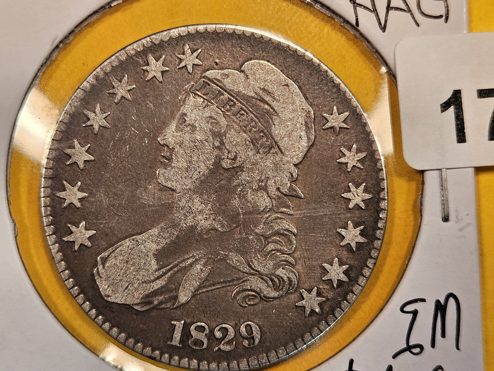 1829 Capped Bust Half Dollar: In Very Good