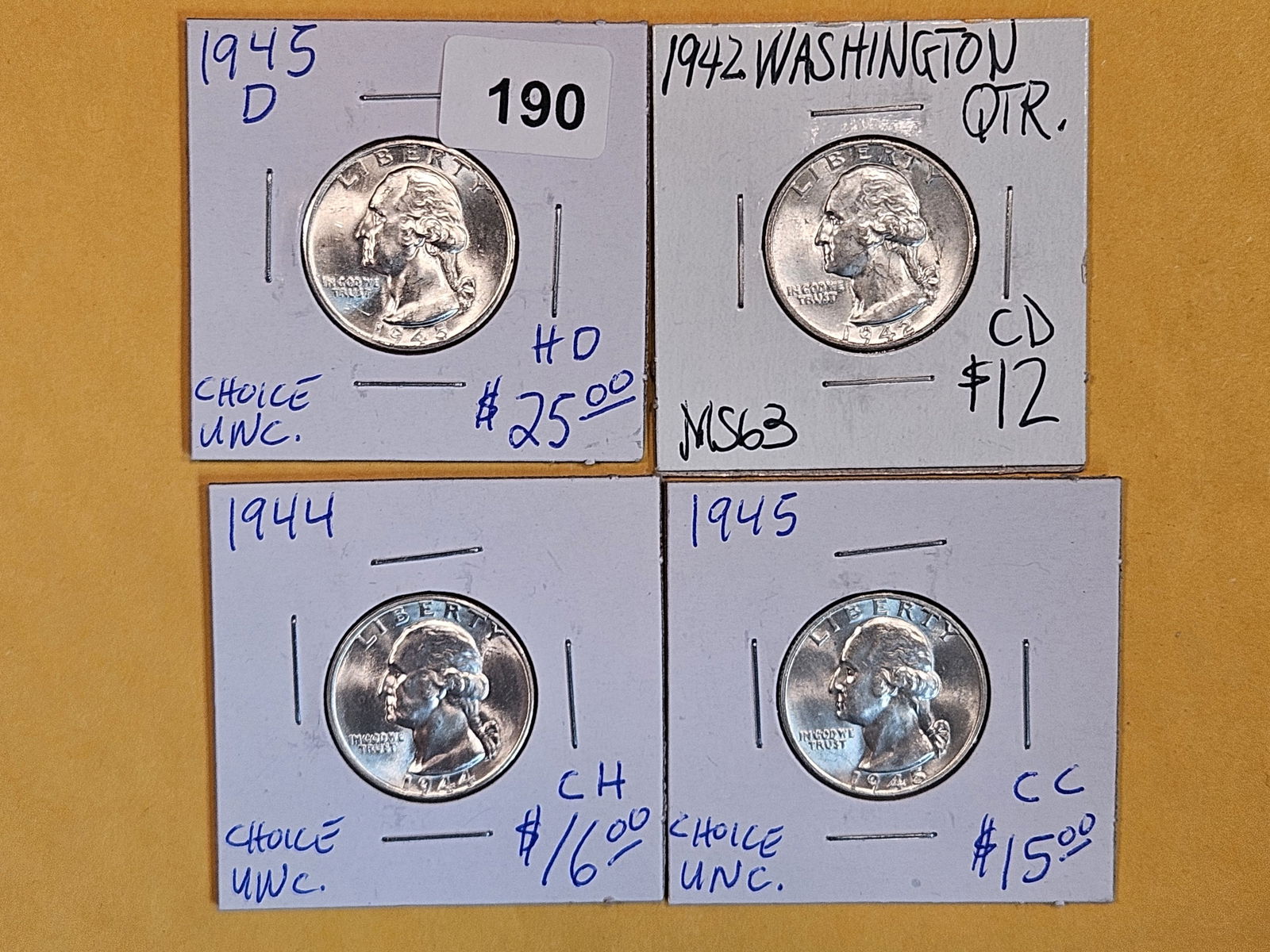 Four Choice to Very Choice Brilliant Uncirculated Silver Washington Quarters (1 of 3)