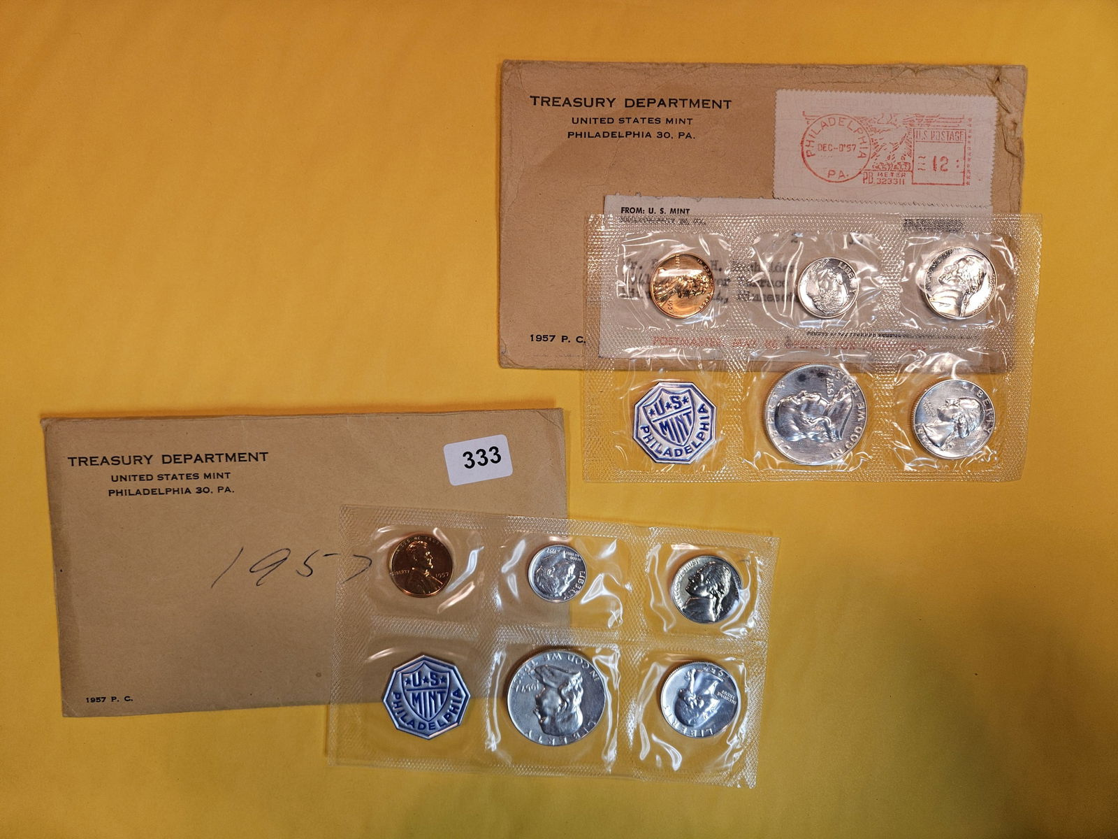 Two 1957 US SILVER Proof Sets (1 of 1)