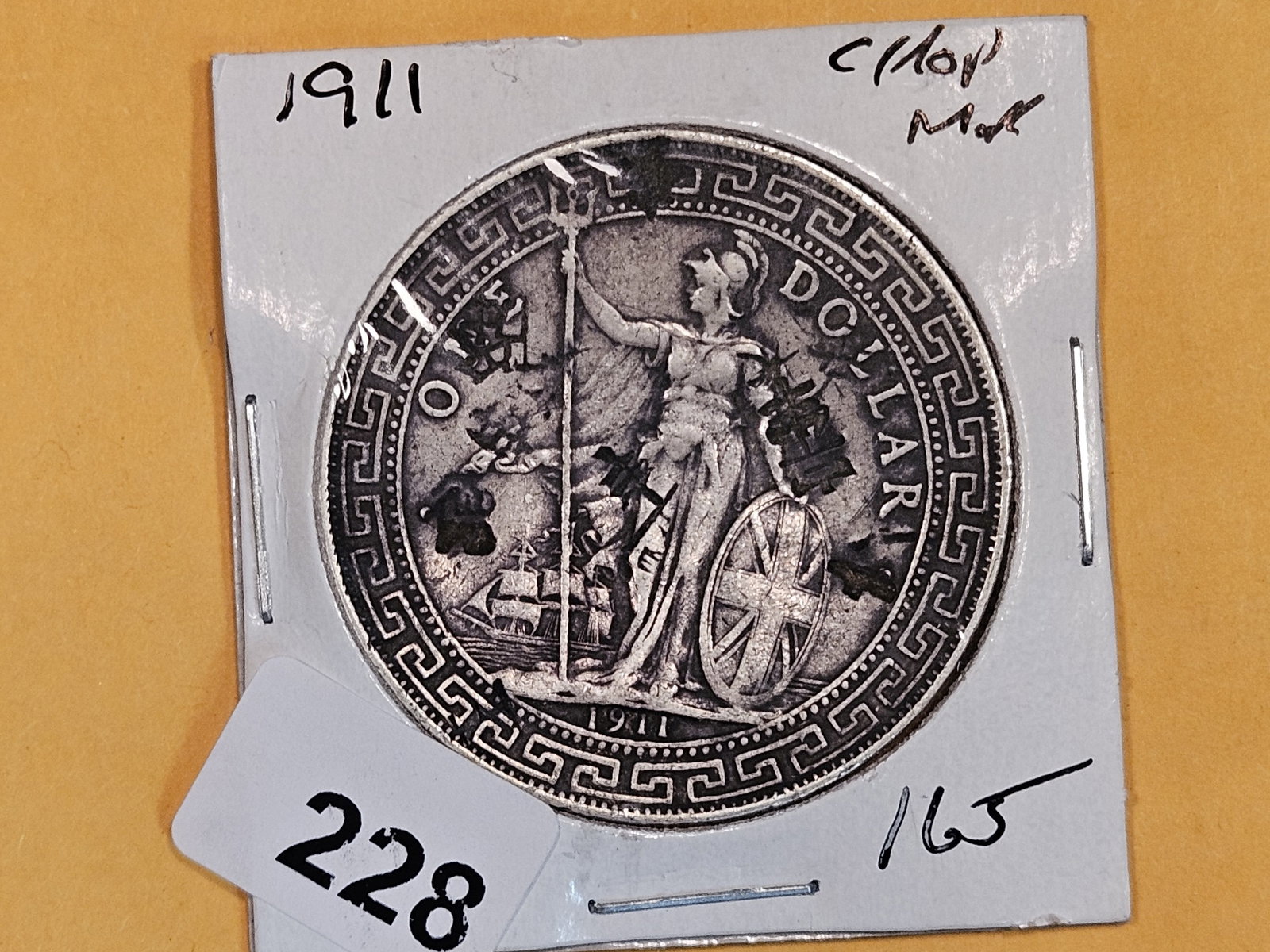 CHOPMARKS! 1911 Great Britain Trade Dollar (1 of 4)