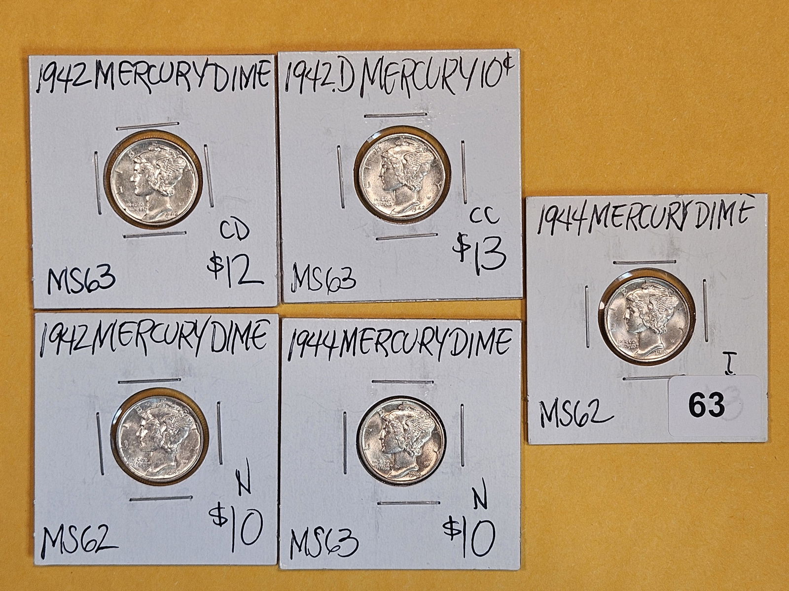 Five Choice Brilliant Uncirculated Mercury Dimes (1 of 2)