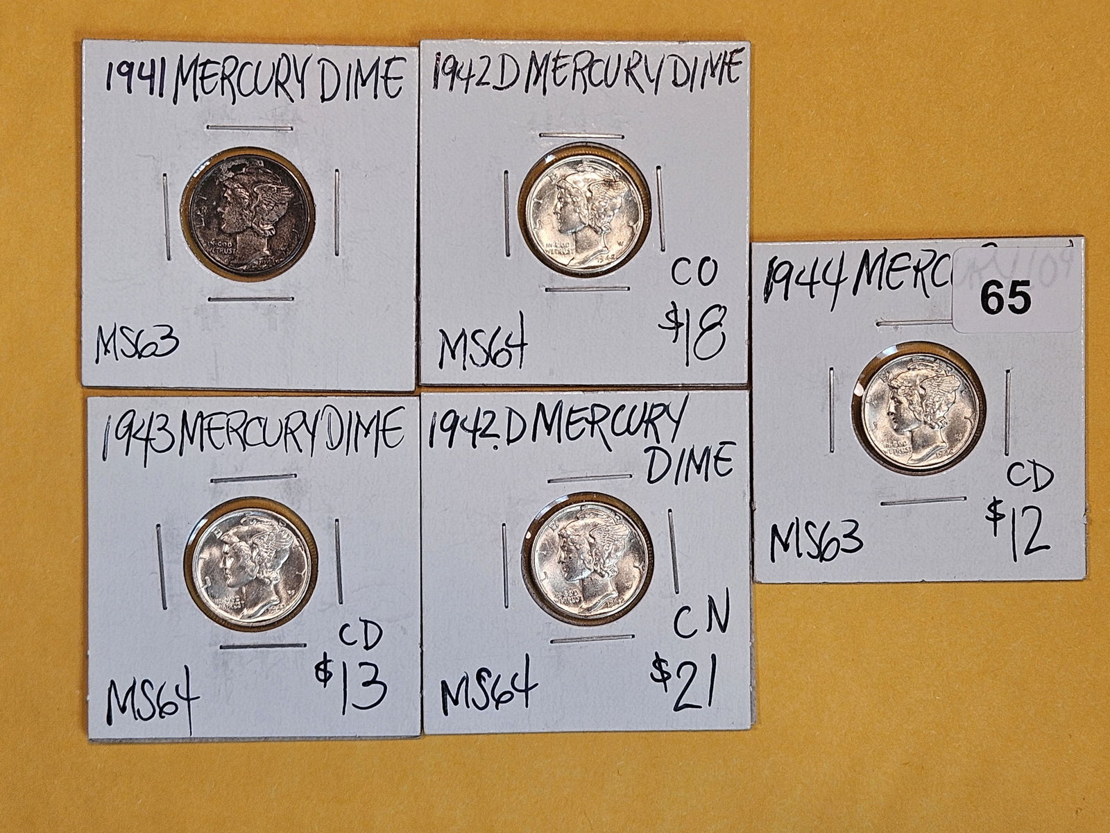 Five Choice to Very Choice Brilliant Uncirculated Mercury Dimes (1 of 2)