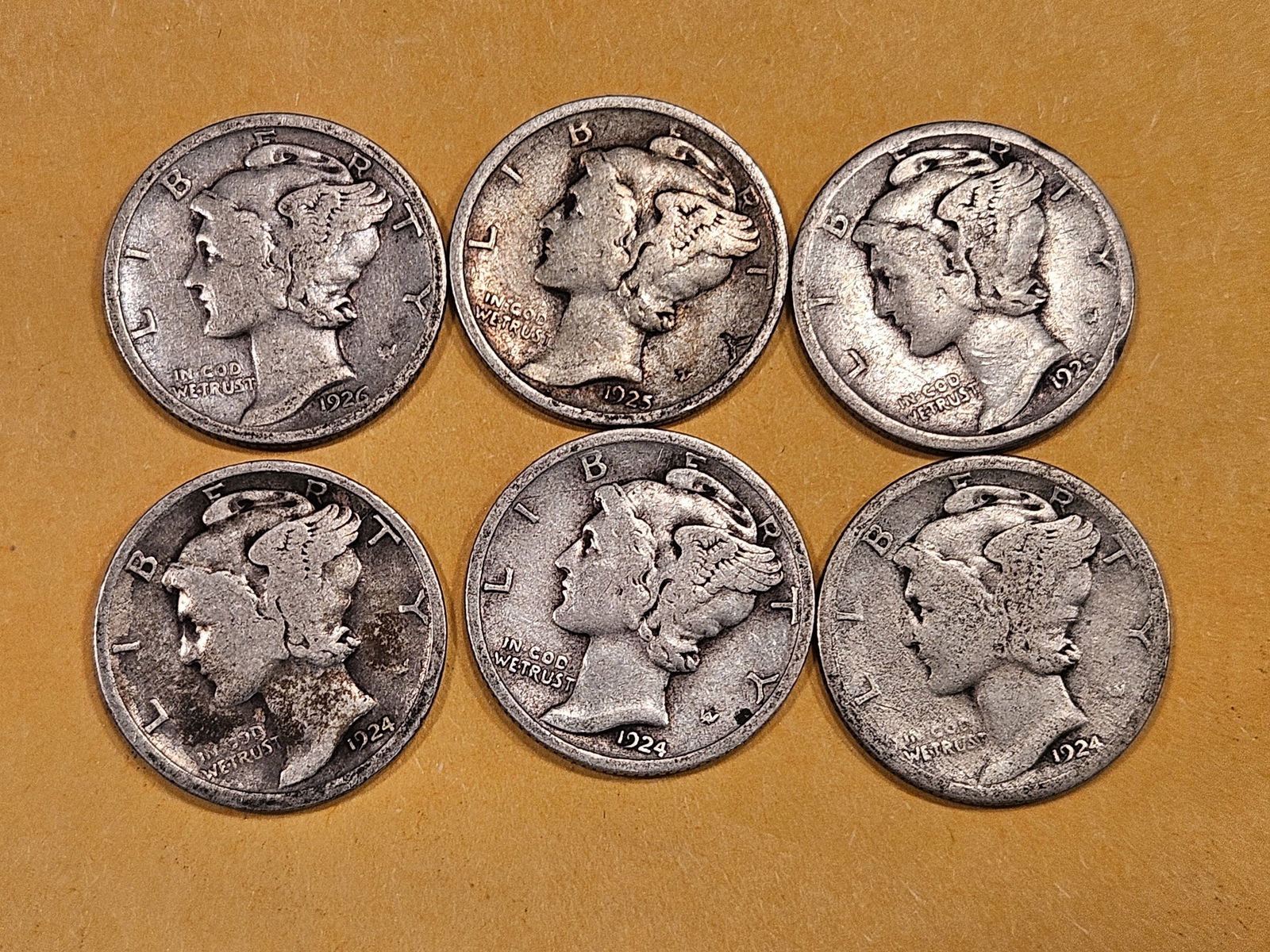 Six little better date Mercury Dimes in Very Good (1 of 3)