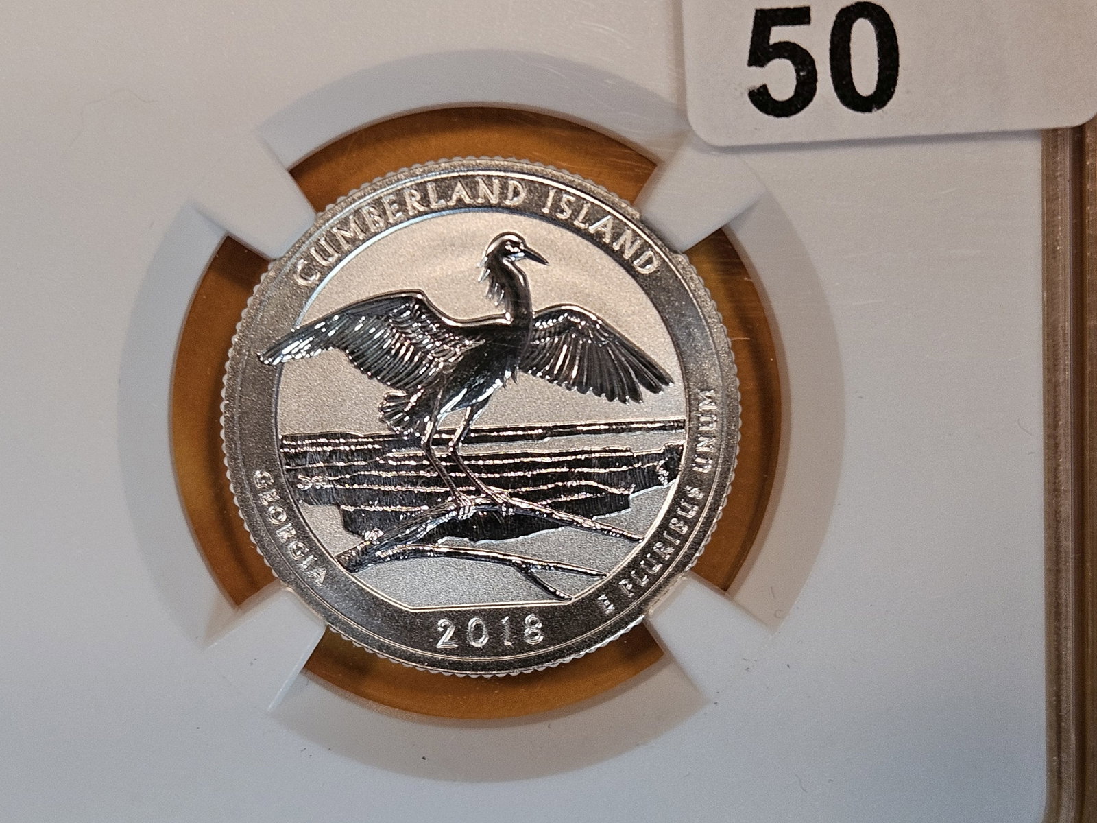PERFECT! NGC 2018-S SILVER Washington Quarter in Proof 70 Reverse Proof: Cumberland Island