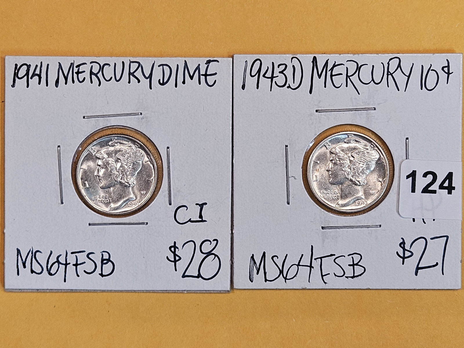 Two Very Choice Brilliant Uncirculated Mercury Dimes with FSB (1 of 4)
