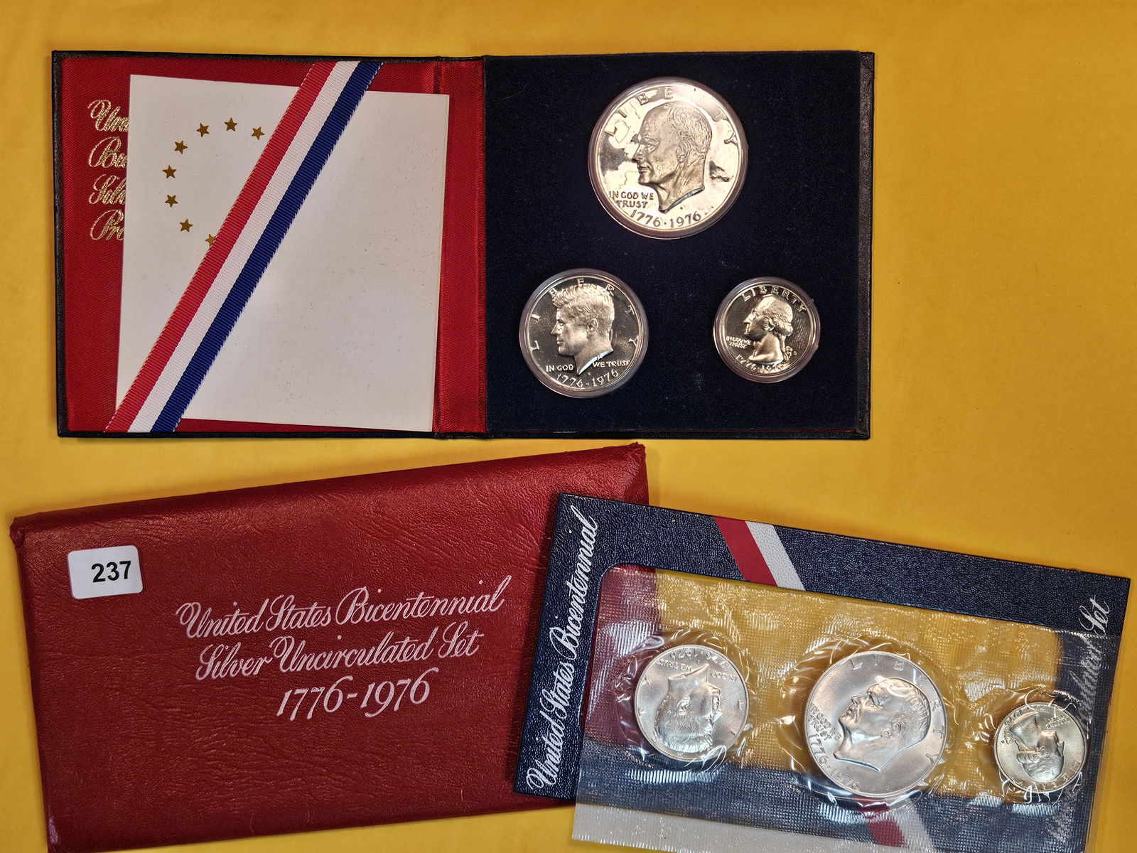 Two GEM 1976 Bicentennial, Silver, 3-coin Sets (1 of 3)