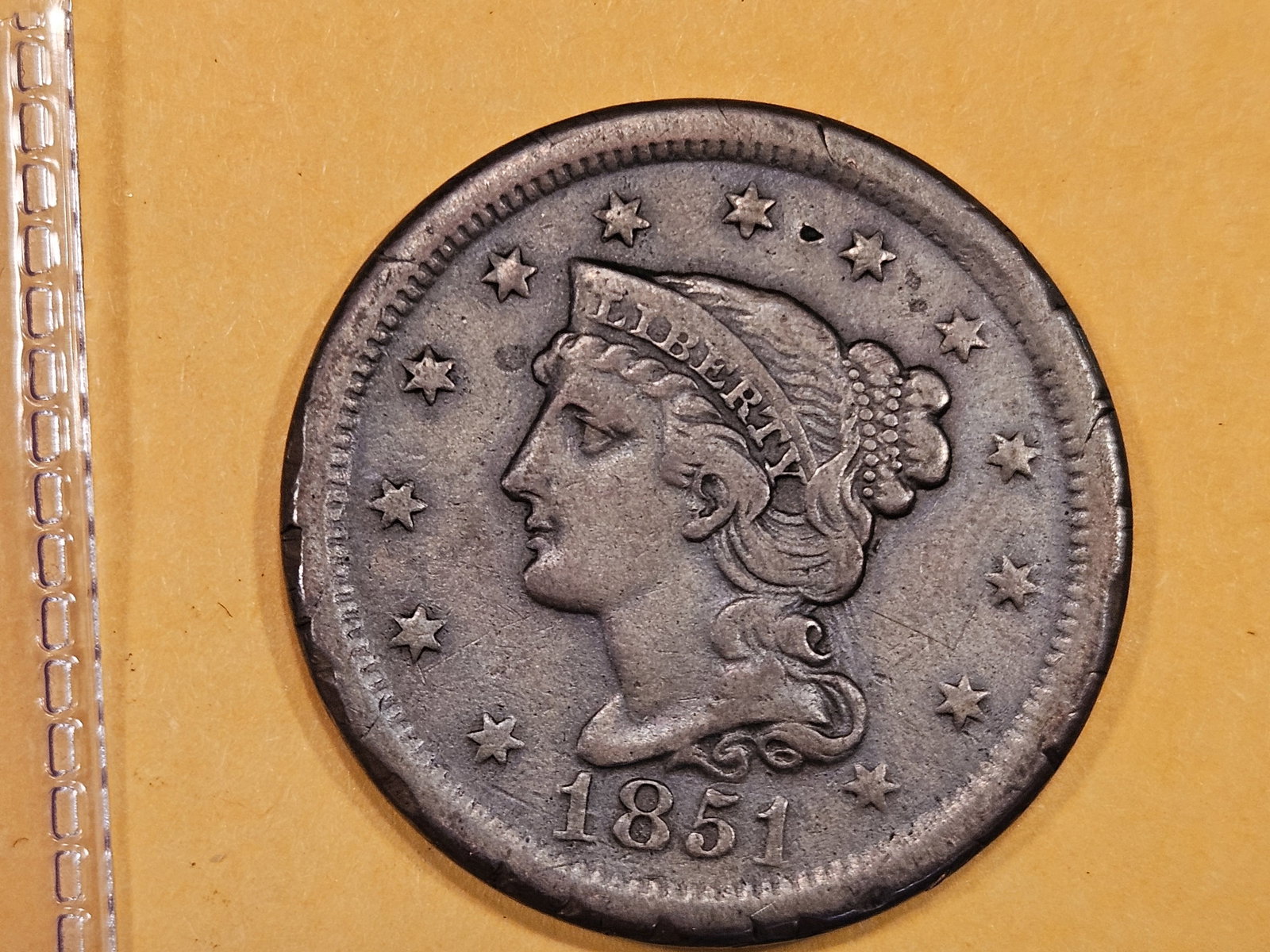 1851 Braided hair Large Cent in Very Fine plus (1 of 3)