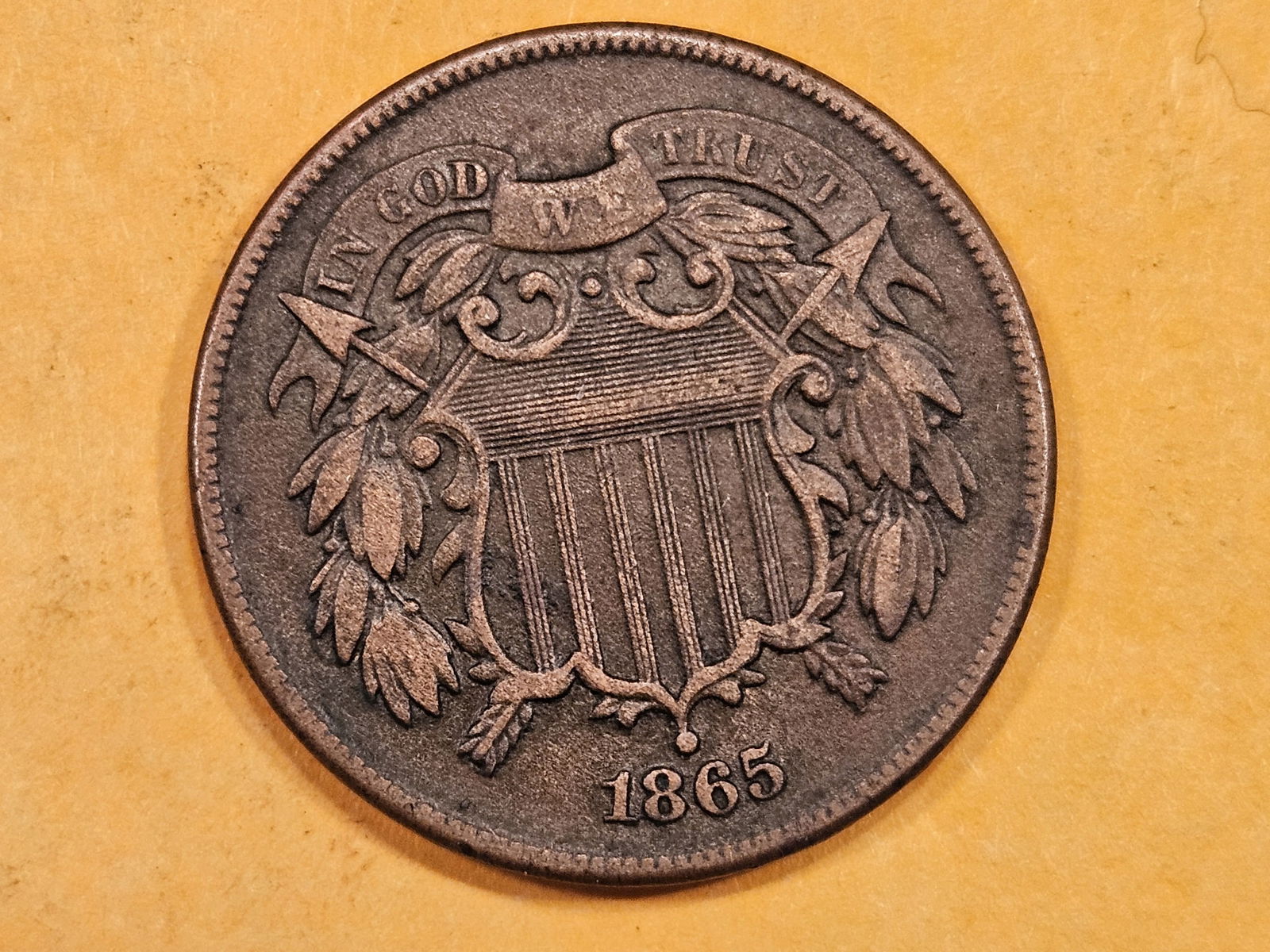 1865 Two Cent piece in Very Fine (1 of 3)