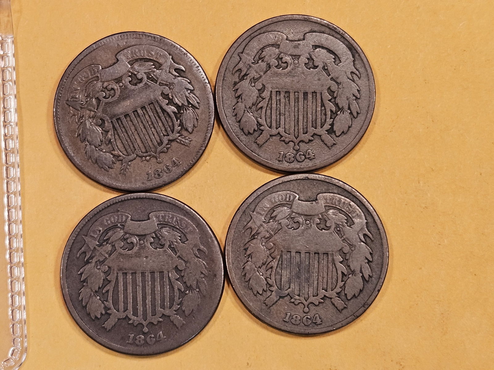 Four 1864 Two Cent pieces (1 of 3)