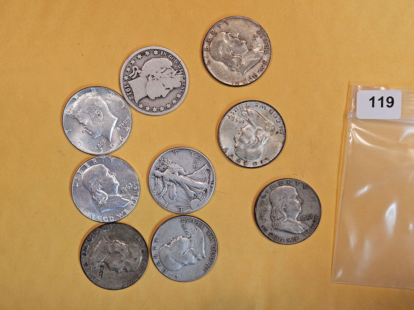 Nine mixed silver Half Dollars (1 of 2)