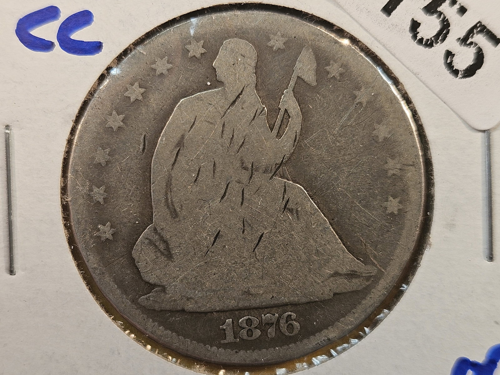 1876-CC Silver Seated Liberty Half Dollar: CARSON CITY