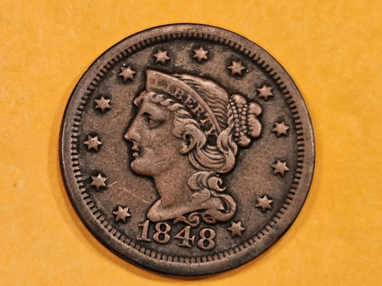 1848 Braided hair Large Cent (1 of 3)