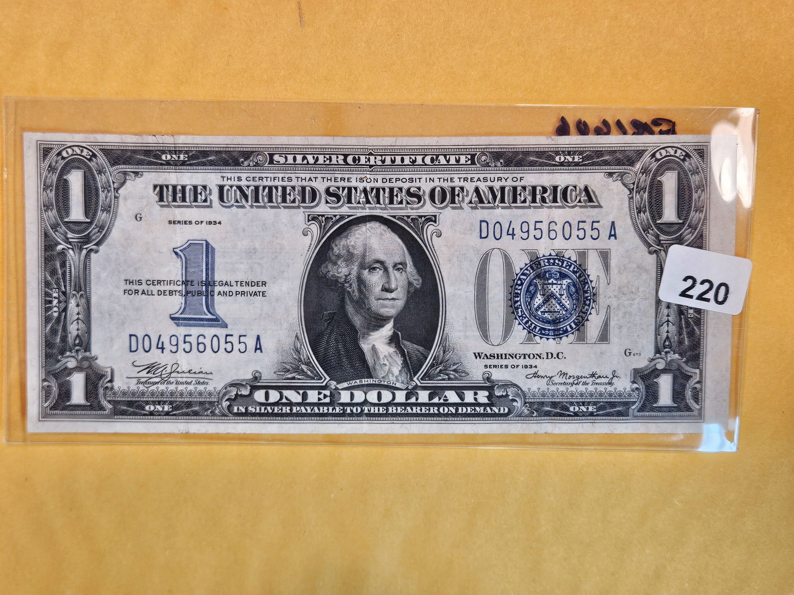 Series of 1934 One Dollar Silver Certificate FUNNY BACK (1 of 2)