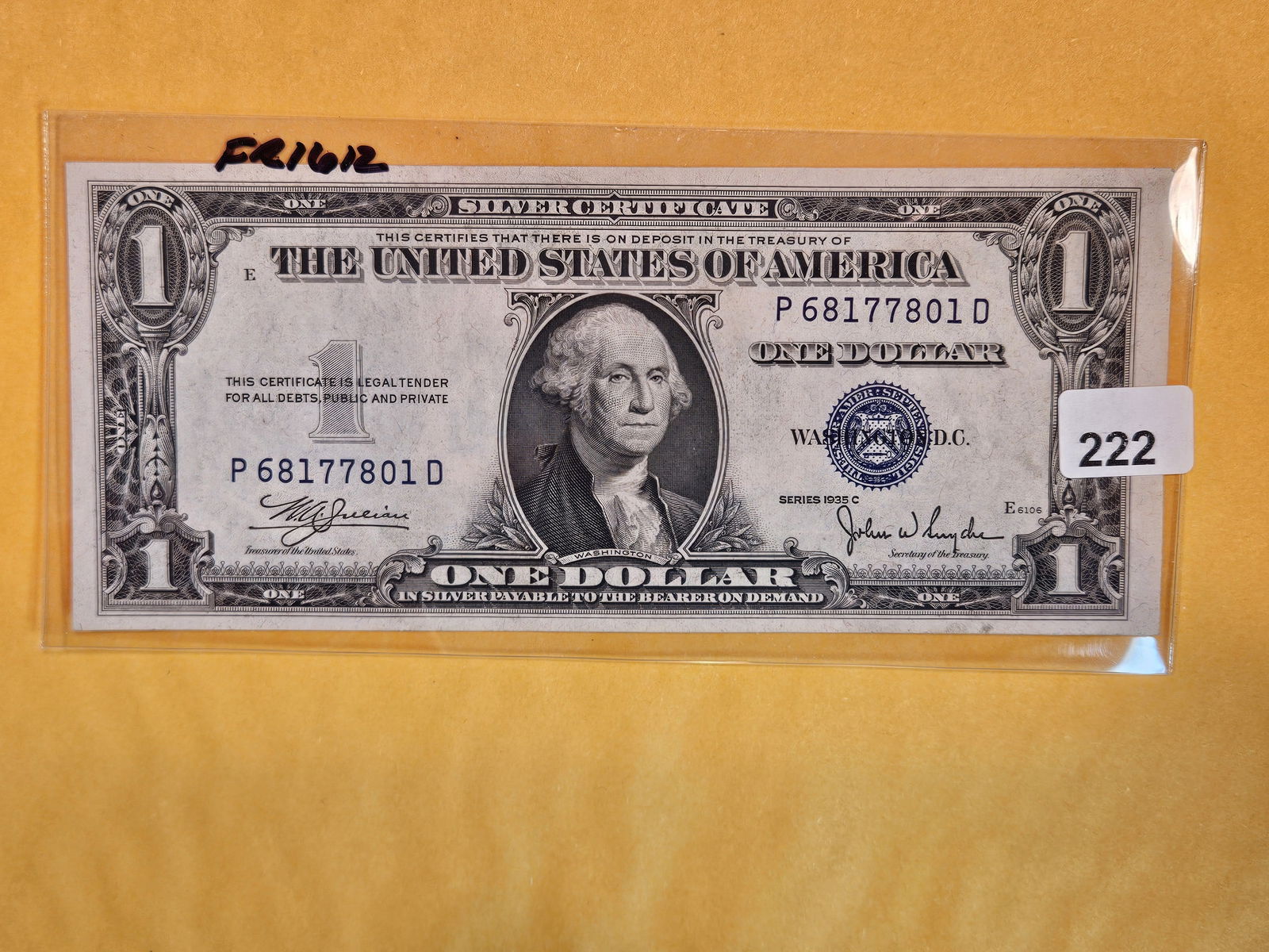 Crisp Uncirculated 1935-C One Dollar Silver Certificate (1 of 2)