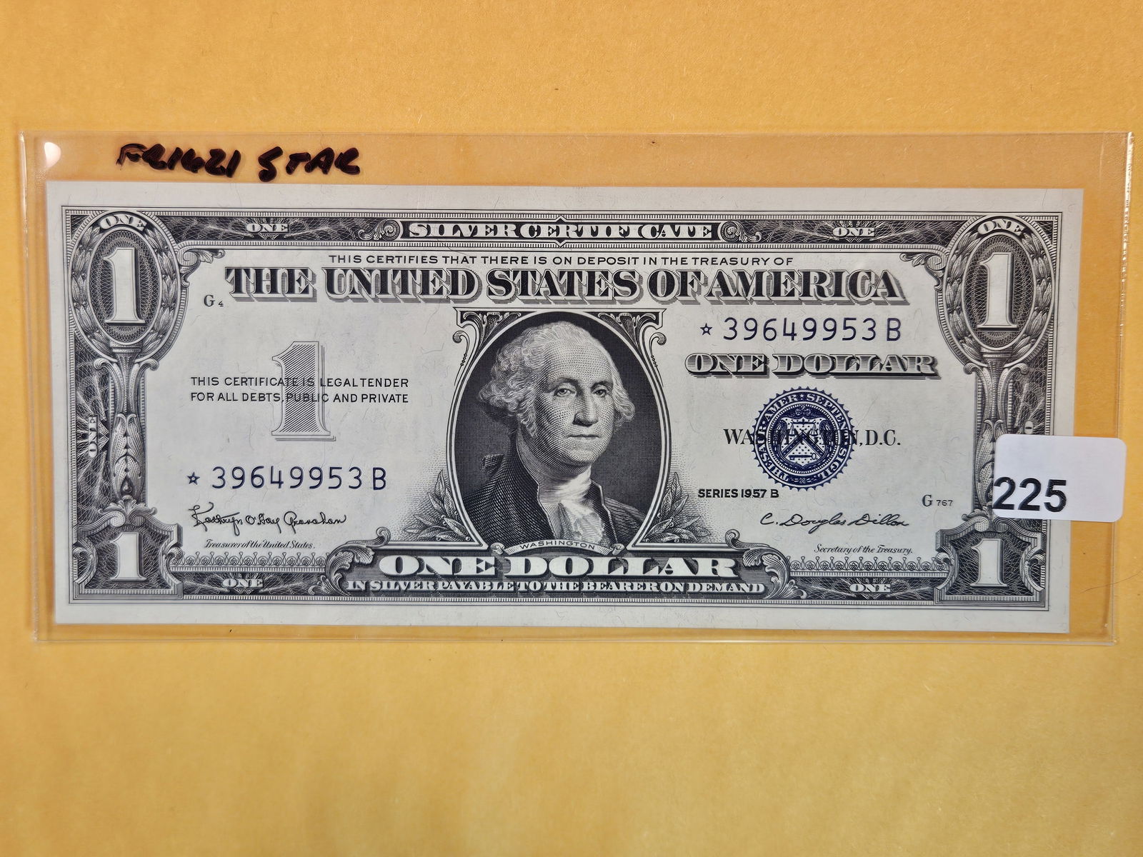 Crisp Uncirculated 1957-B STAR Replacement One Dollar Silver Certificate (1 of 2)