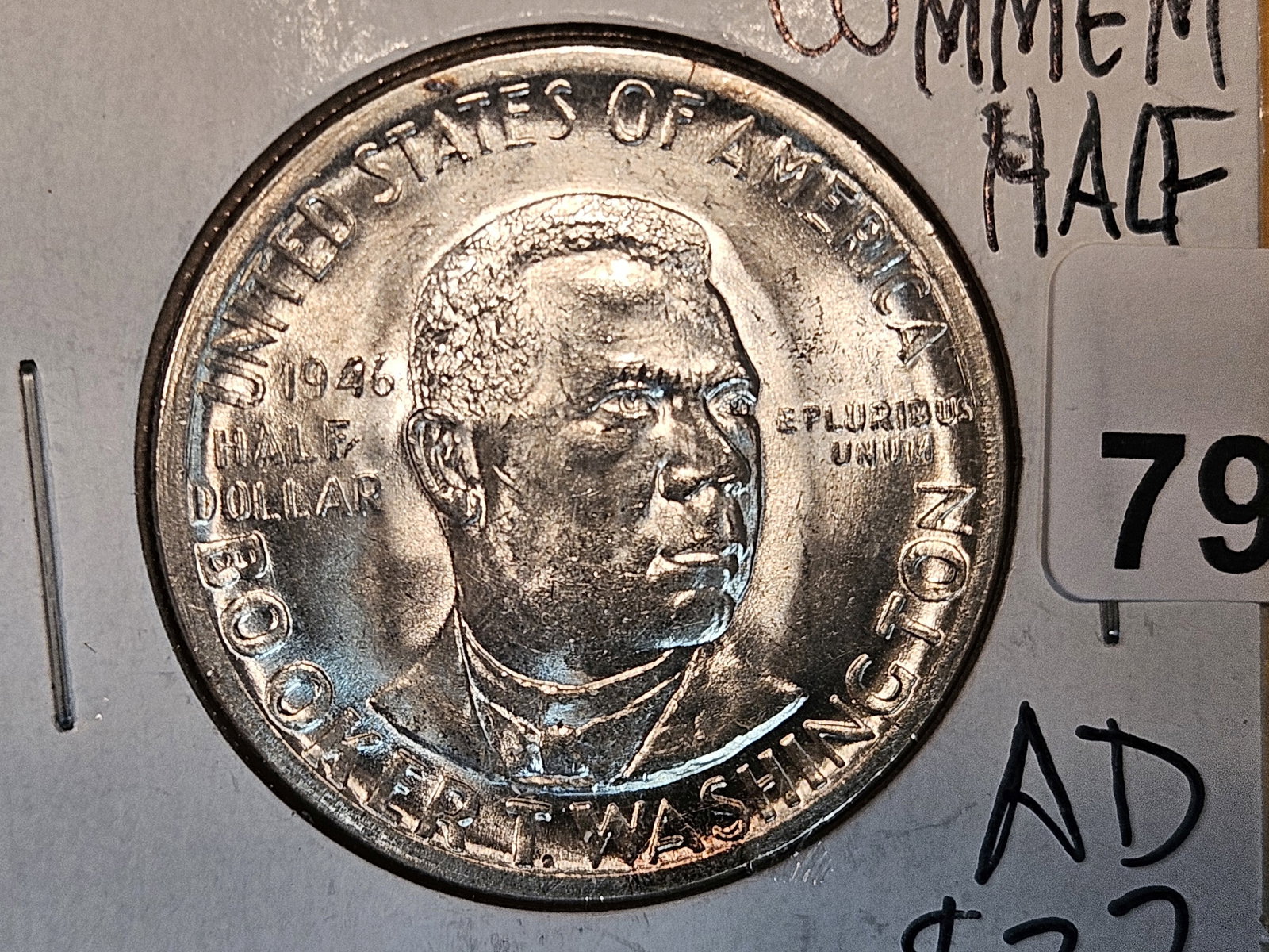 Choice Brilliant Uncirculated Plus 1946 BTW Commemorative silver Half Dollar (1 of 4)