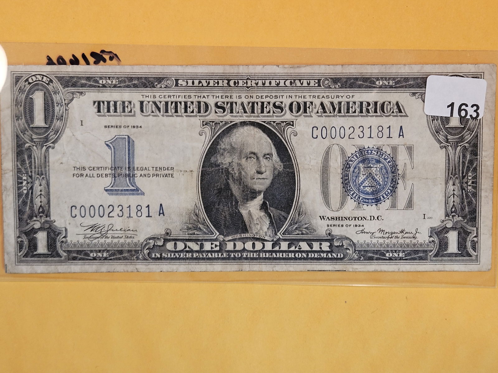 1934 One Dollar Silver Certificate FUNNY BACK (1 of 2)