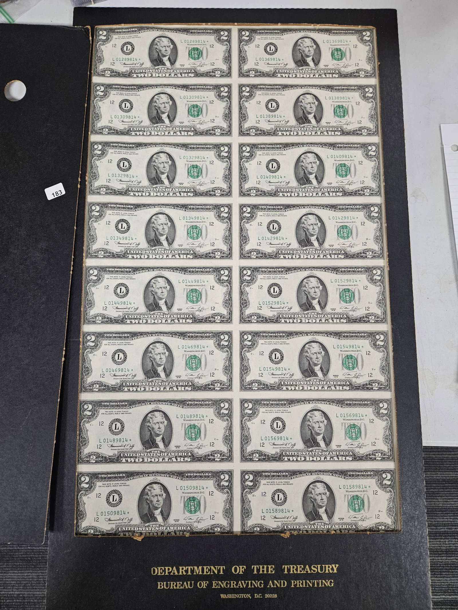 FULL Uncut Original Uncirculated roll of TWO Dollar STAR REPLACEMENT notes (1 of 2)