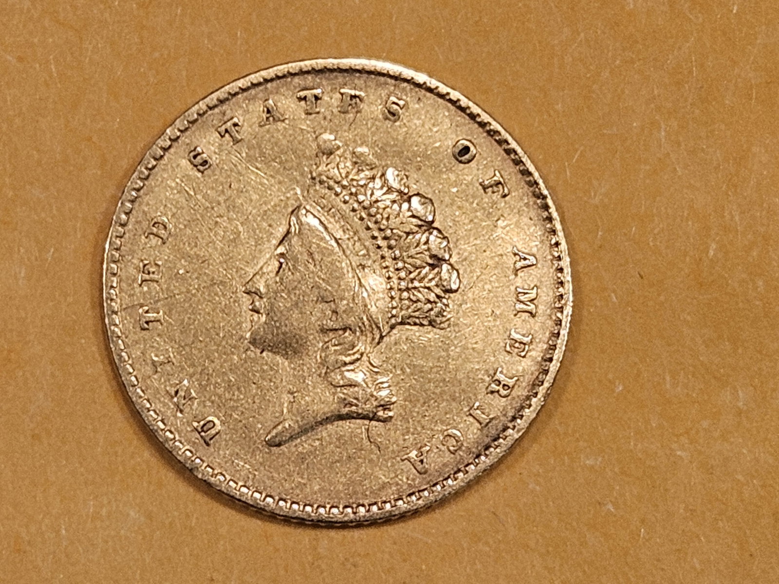 GOLD! Little better date 1855 Gold Dollar (1 of 5)