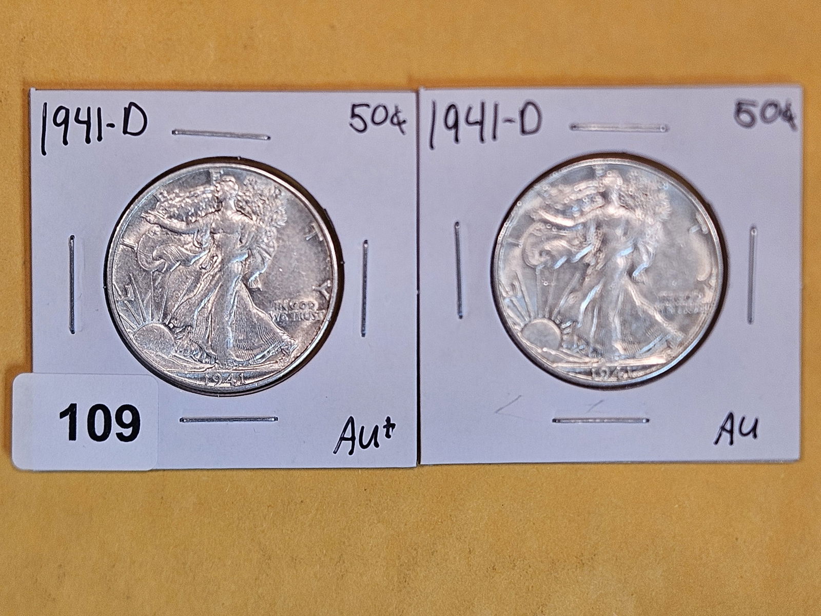 Two Brilliant About Uncirculated plus Walking Liberty Half Dollars (1 of 3)