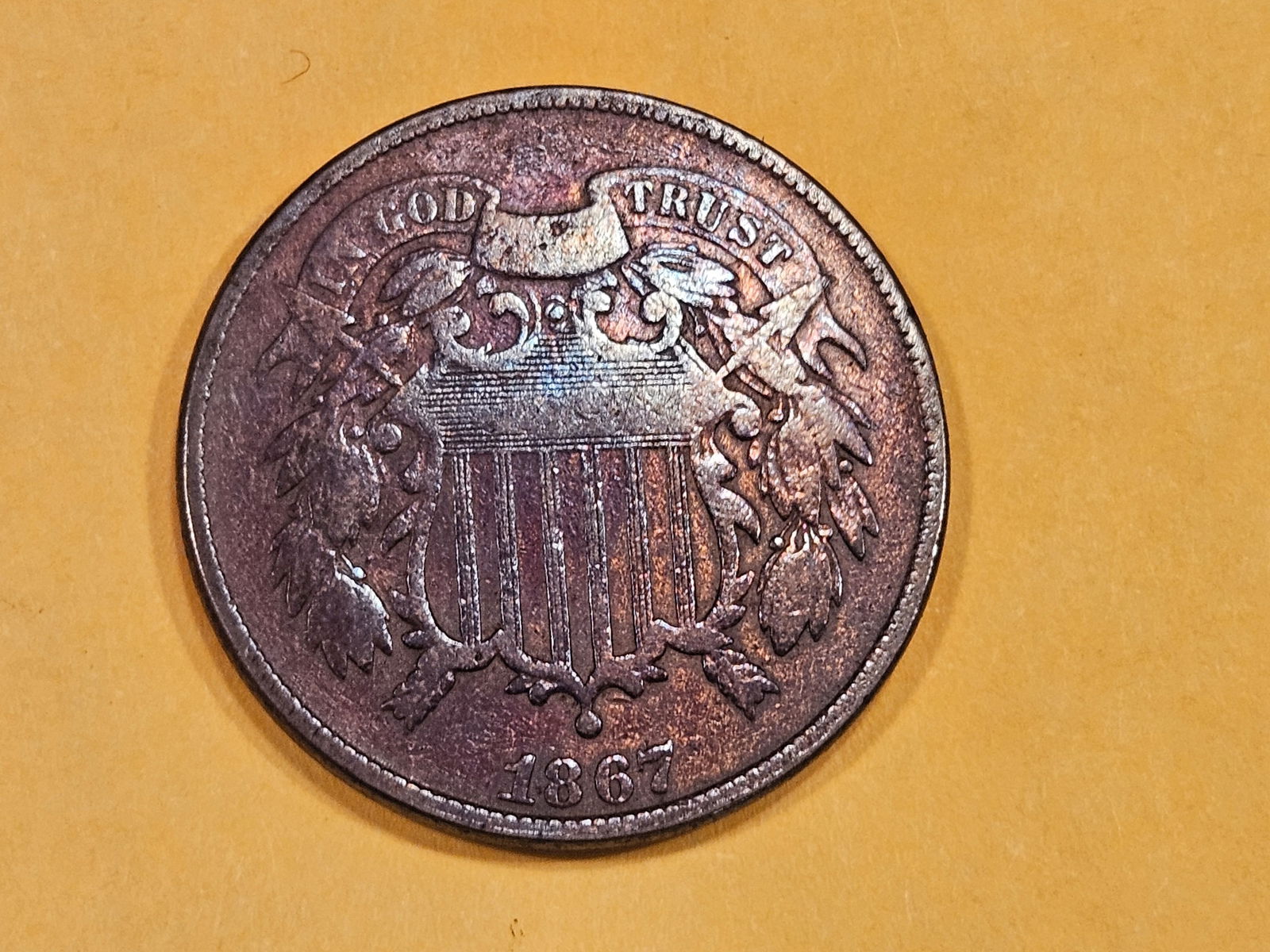 1867 Two Cent piece in Fine (1 of 5)