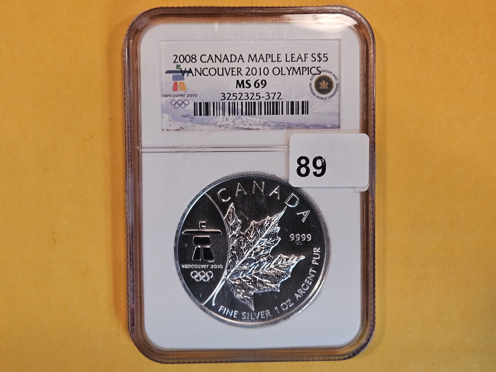 NGC 2008 Canada silver Five Dollars in Mint State 69 (1 of 2)