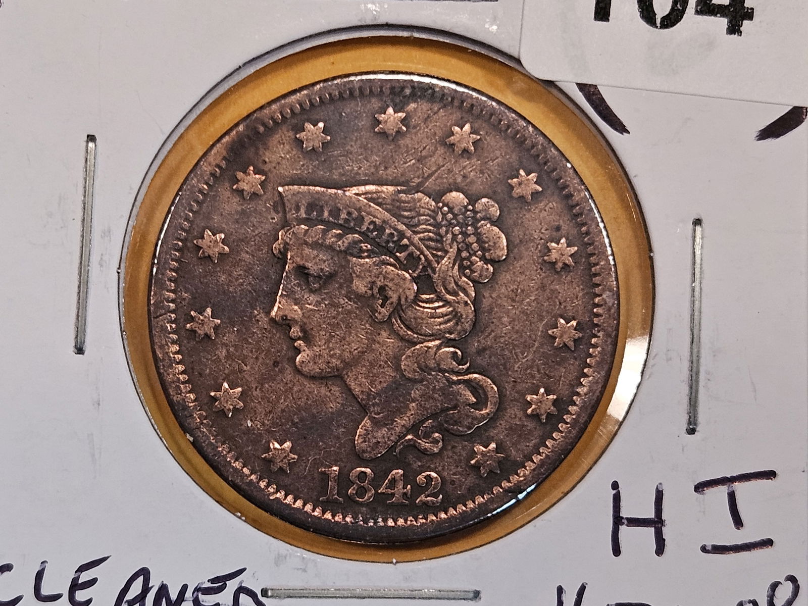 1842 Braided Hair Large Cent (1 of 3)