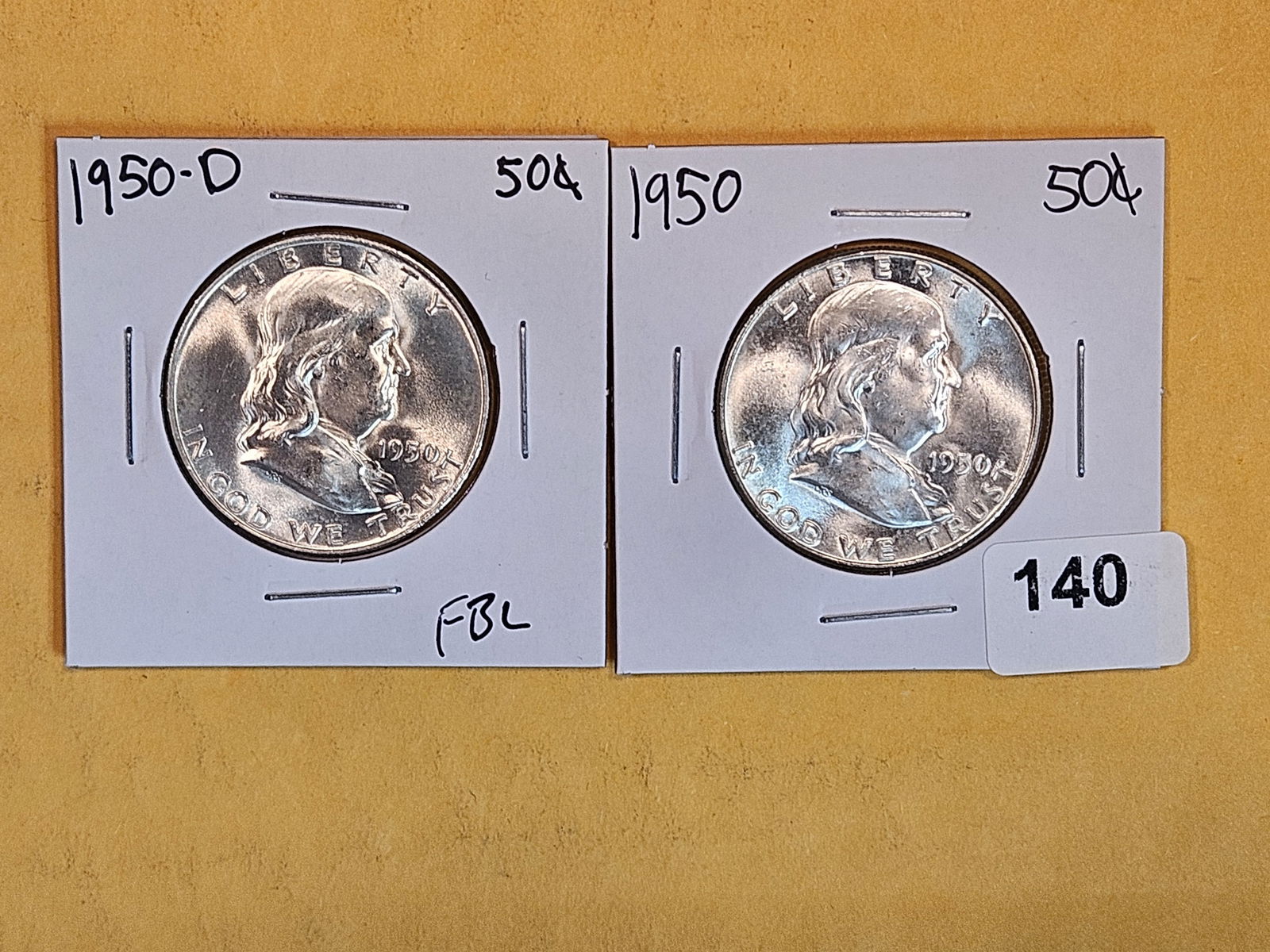 Two Choice Brilliant Plus Uncirculated Franklin Half Dollars (1 of 3)