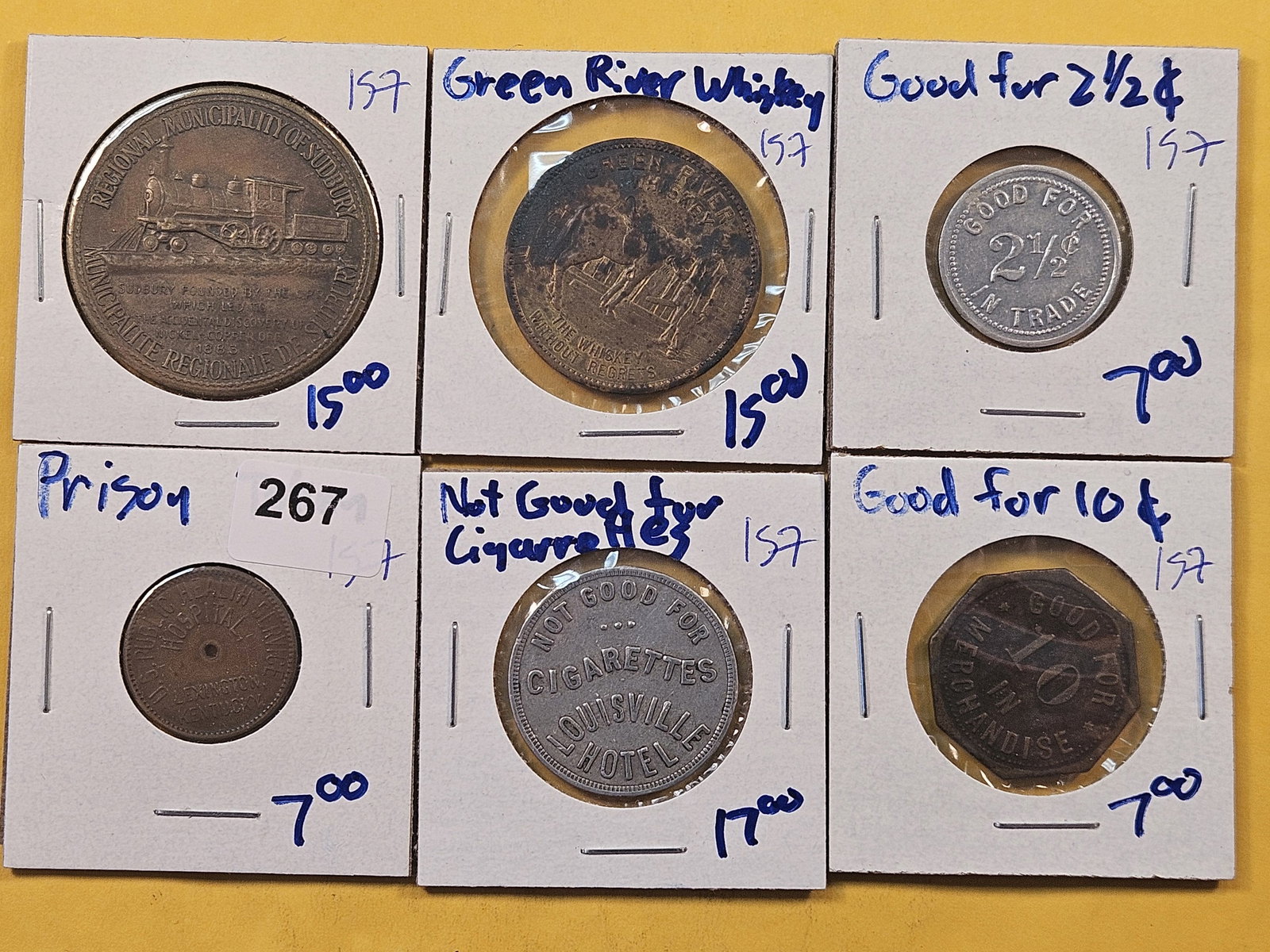 Lot of five tokens and a medal (1 of 13)