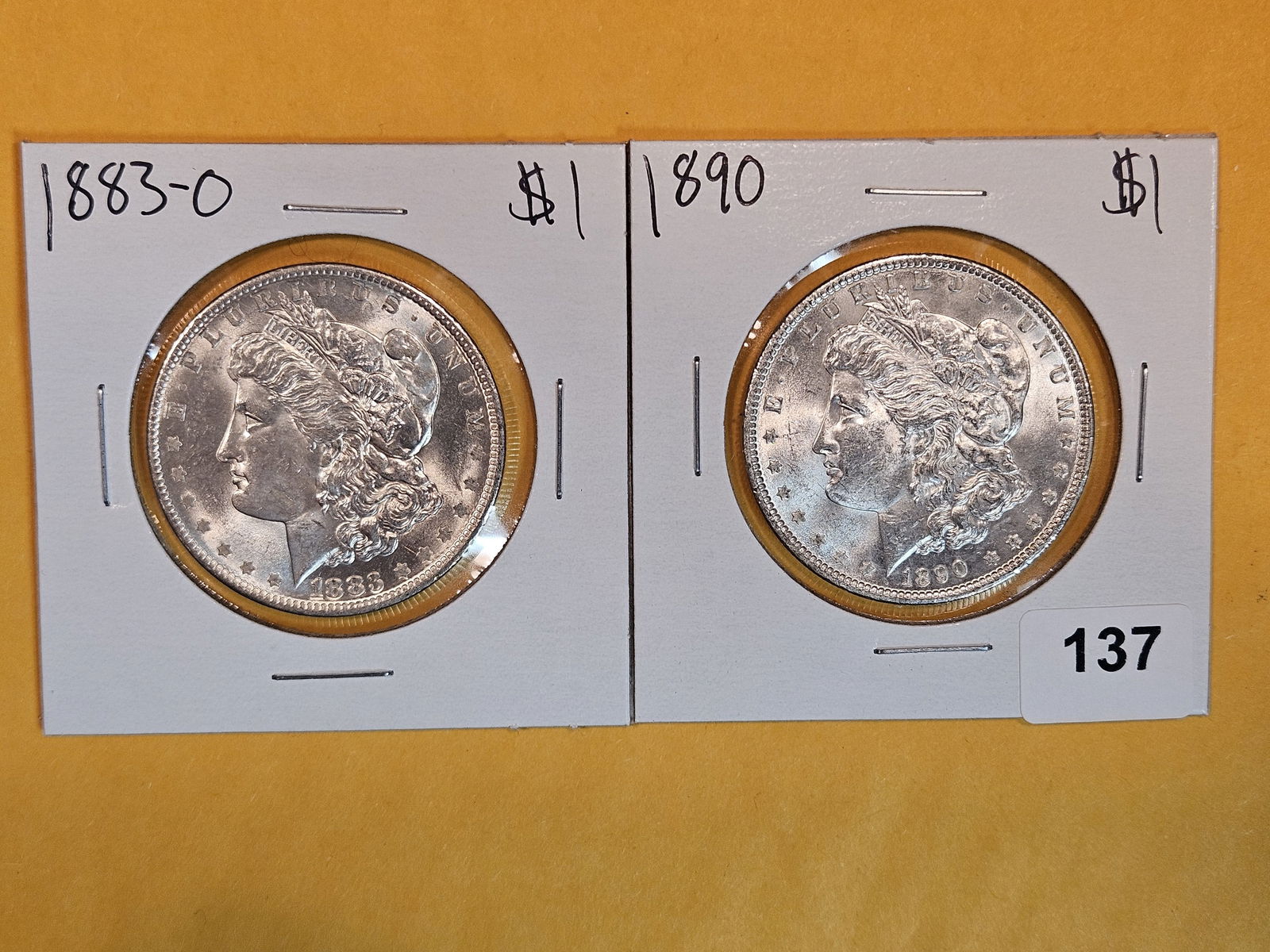 Two Brilliant About Uncirculated plus Morgan Silver Dollars (1 of 2)
