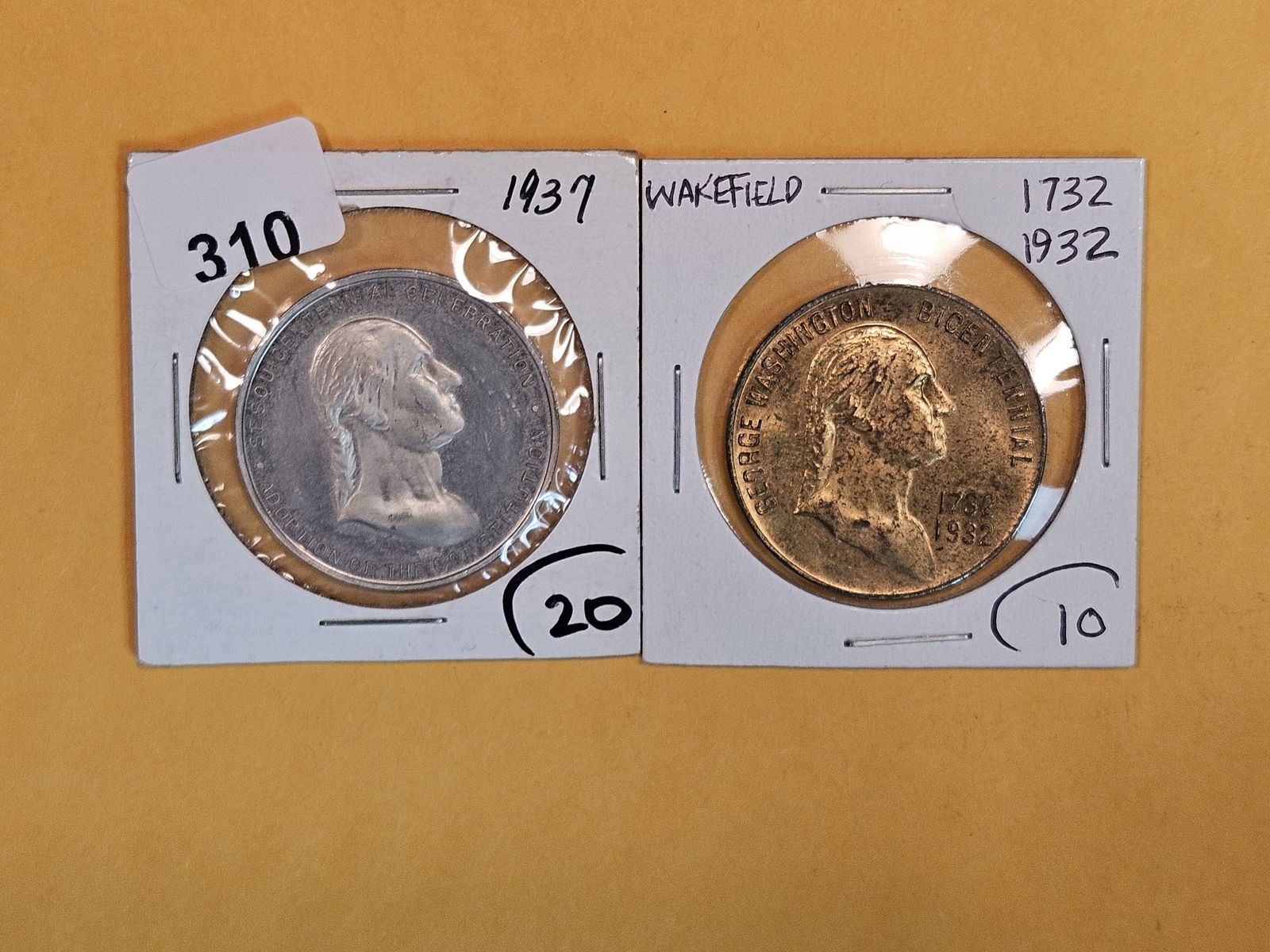 Two Washington Bust tokens (1 of 7)