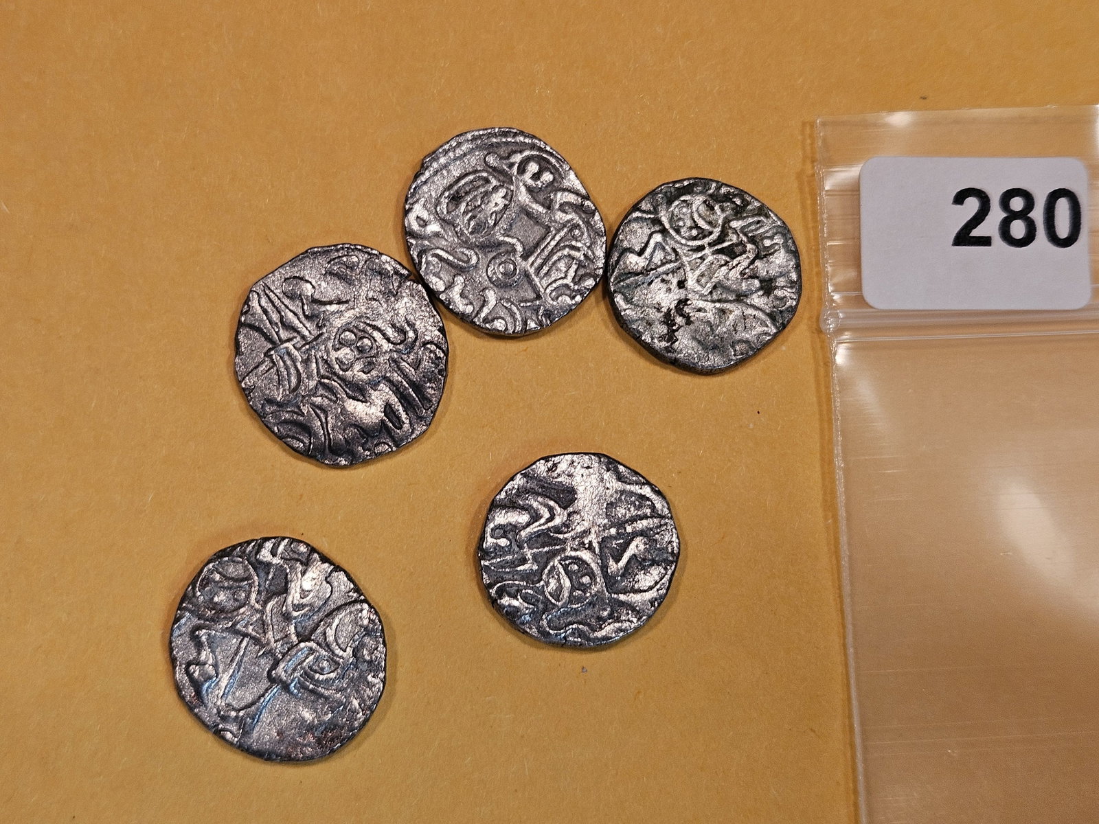 Five nice 1400's Ottoman Empire silver akce (1 of 2)