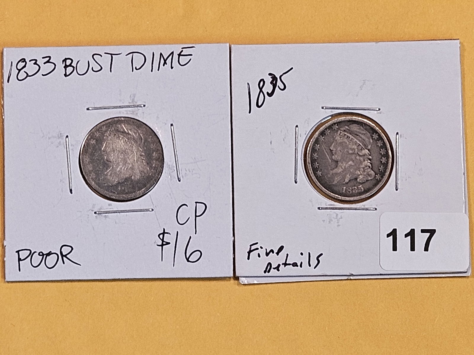 1833 and 1835 Capped Bust Dimes (1 of 2)
