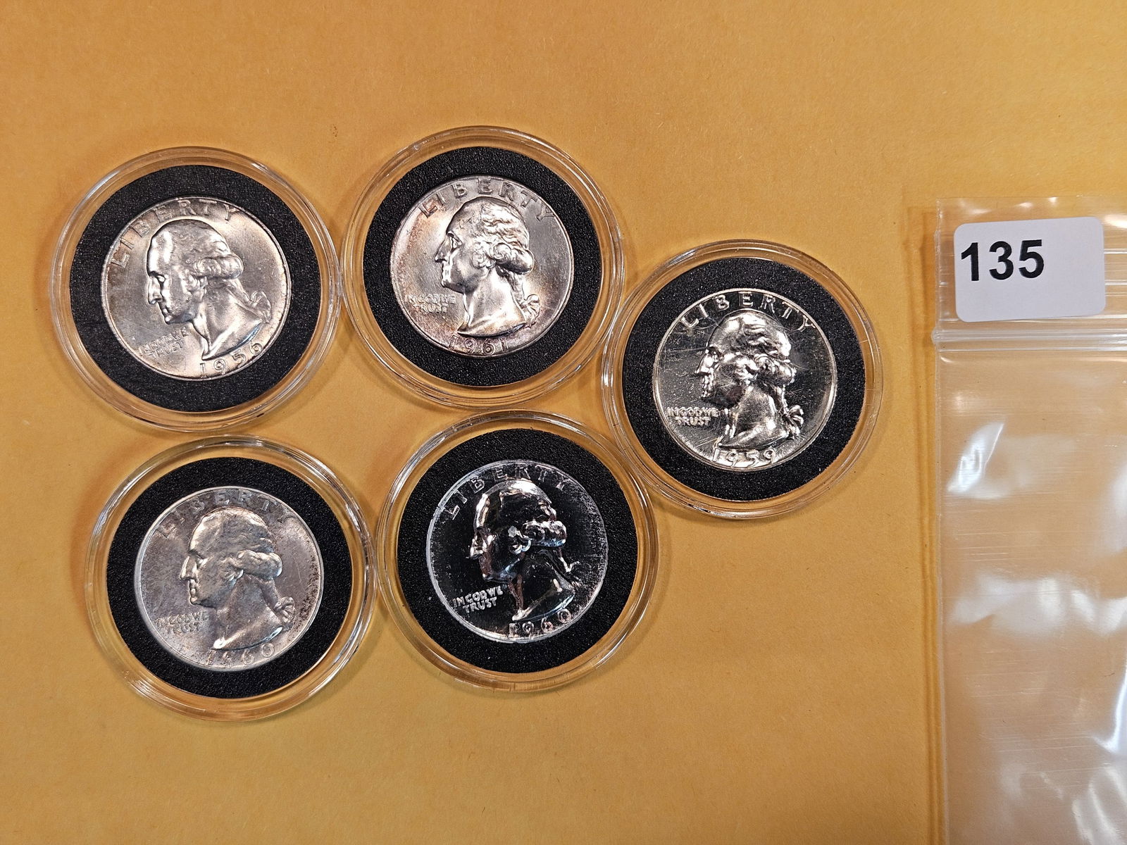 Five Very Choice to GEM silver Washington Quarters (1 of 5)