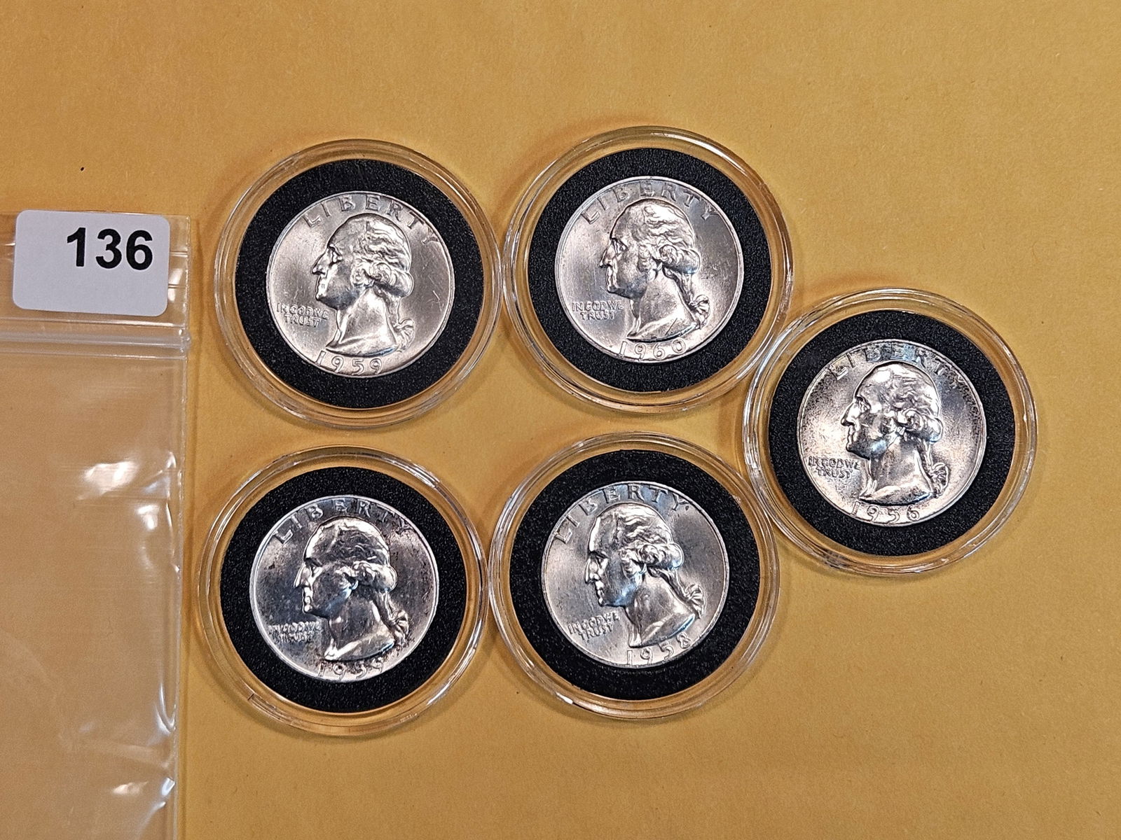 Five Very Choice to GEM silver Washington Quarters (1 of 5)
