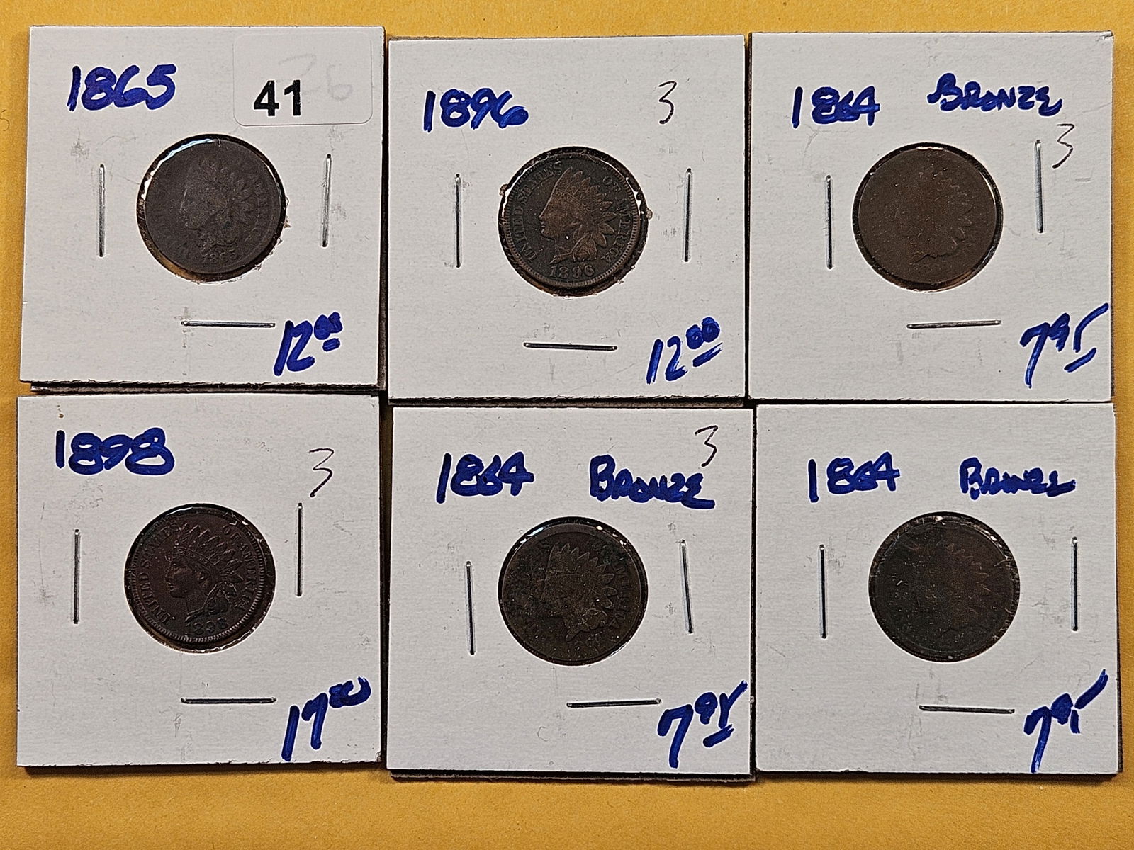 Lot of six 1800s Indian Head Cents (1 of 14)