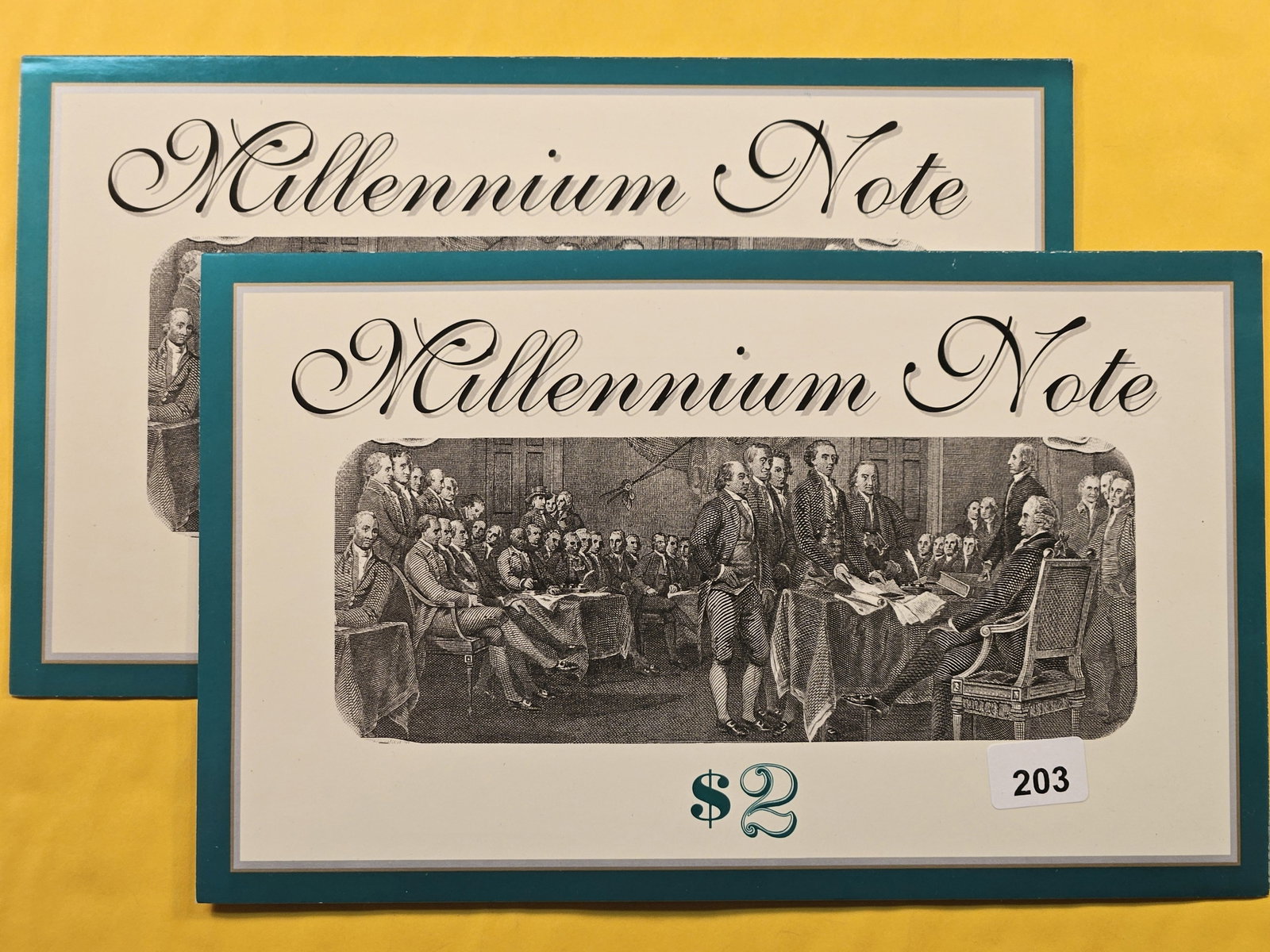 Two Millenium Two Dollar Notes: Low amount printed, 9,999 total