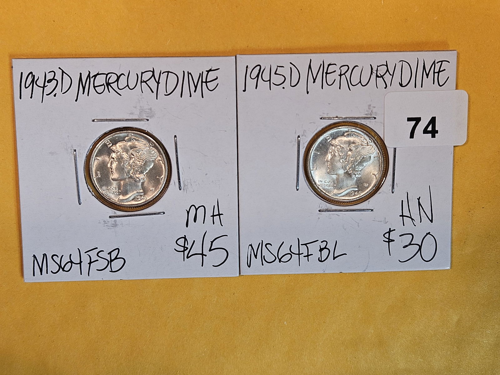 Two very choice Brilliant uncirculated Mercury Dimes (1 of 3)
