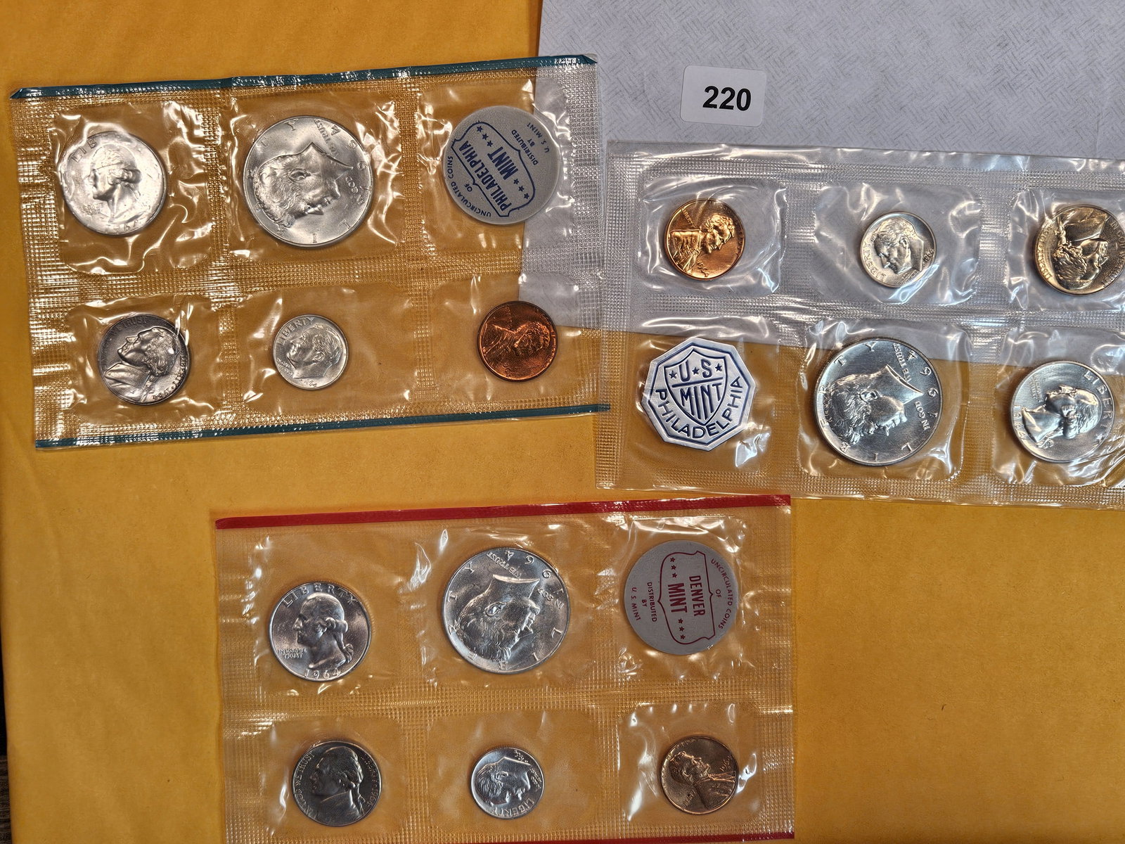 Three 1964 US Silver Coin Sets (1 of 4)