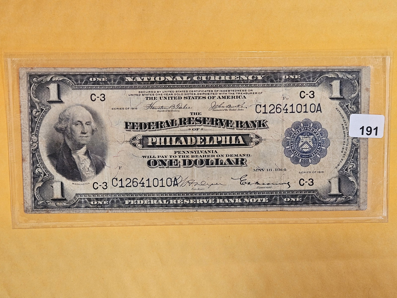 Series of 1914 One Dollar Large Size National Currency: Philadelphia