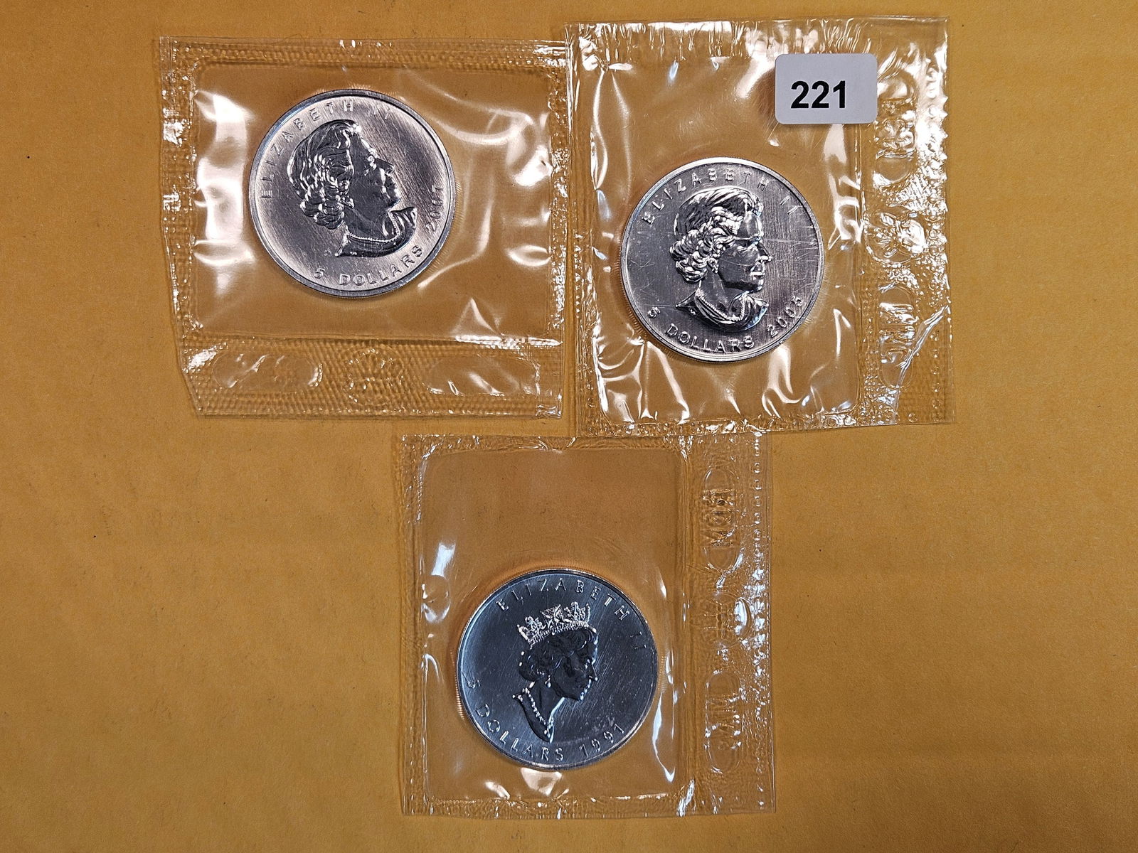 1991, 2007 and 2005 GEM BU Canada Silver 5 Dollar Maple Leafs (1 of 2)