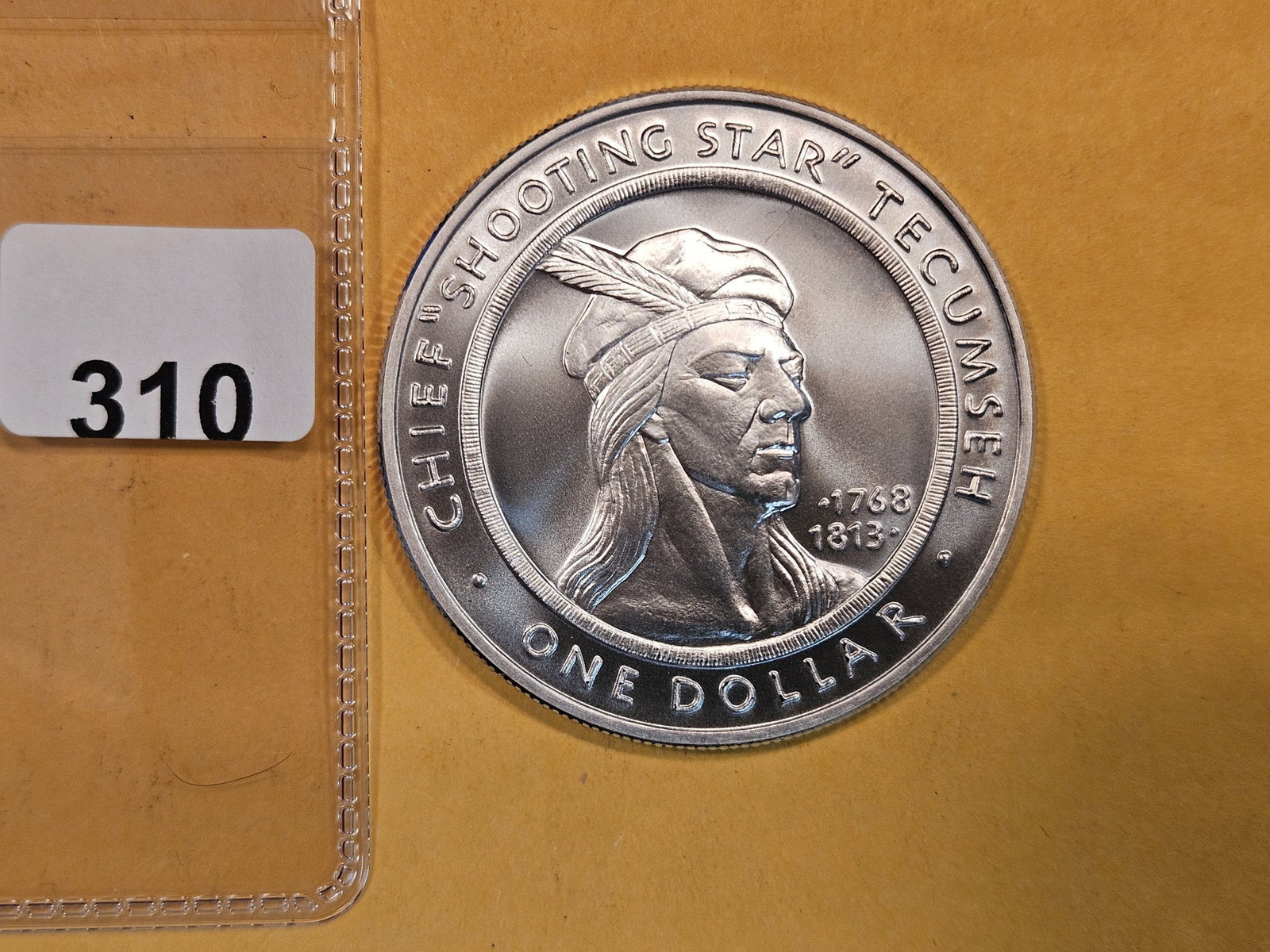 One Troy Ounce .999 fine silver art round: Chief Tecumseh