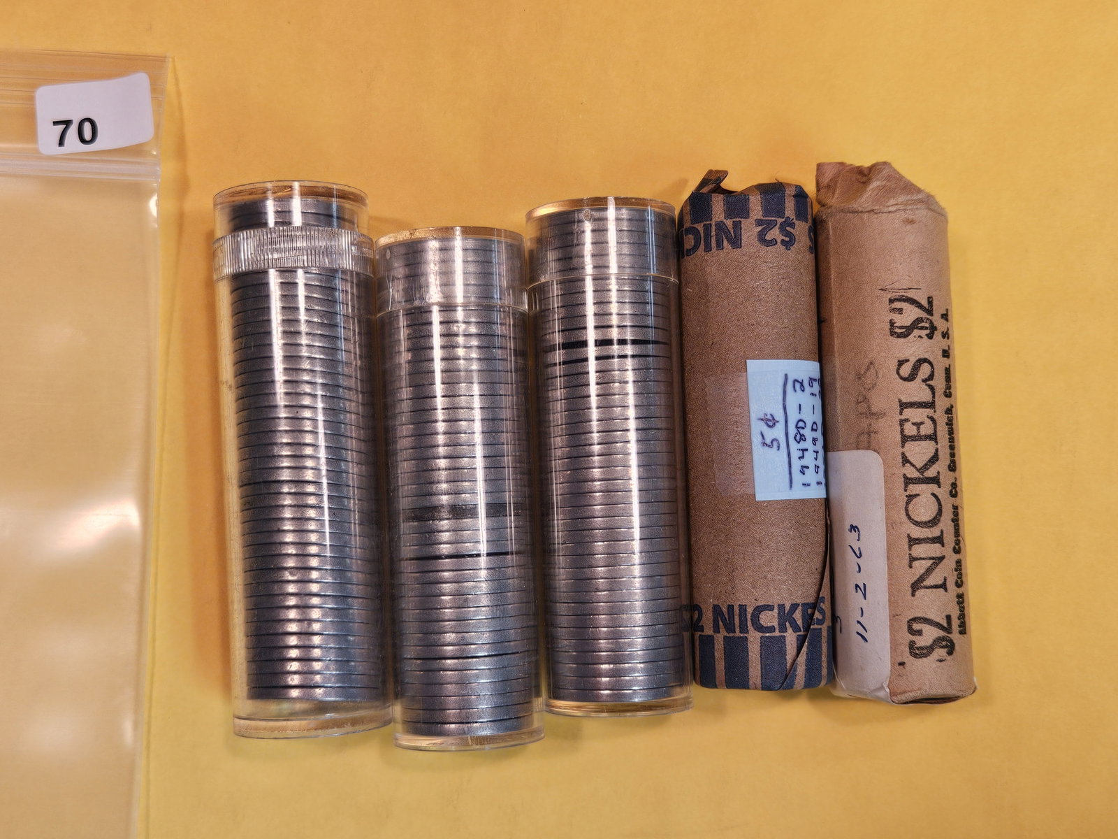 Five Jefferson Nickel Rolls: Unchecked by us. Read the labels on the rolls