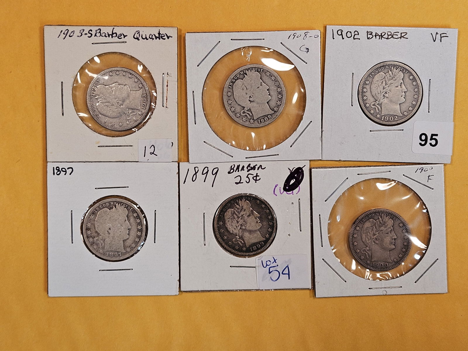 Six mixed Barber silver Quarters (1 of 6)
