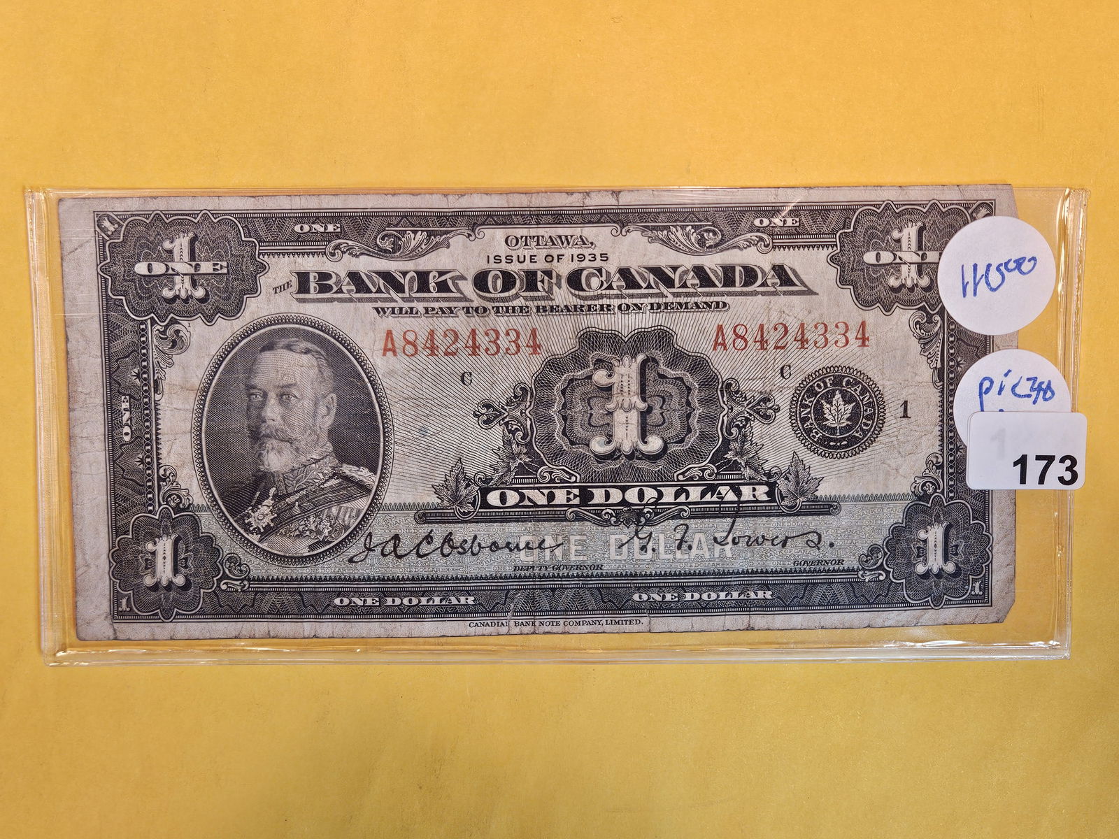 Issue of 1935 Bank Of Canada One Dollar (1 of 2)