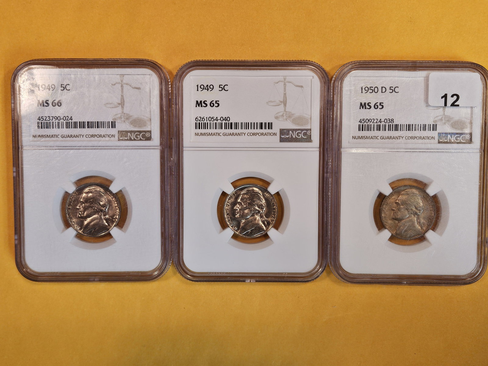 Three GEM, NGC-graded Jefferson Nickels: Includes a KEY DATE 1950-D