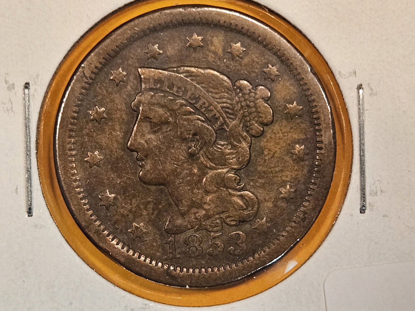1853 Braided Hair Large Cent: In Very Fine